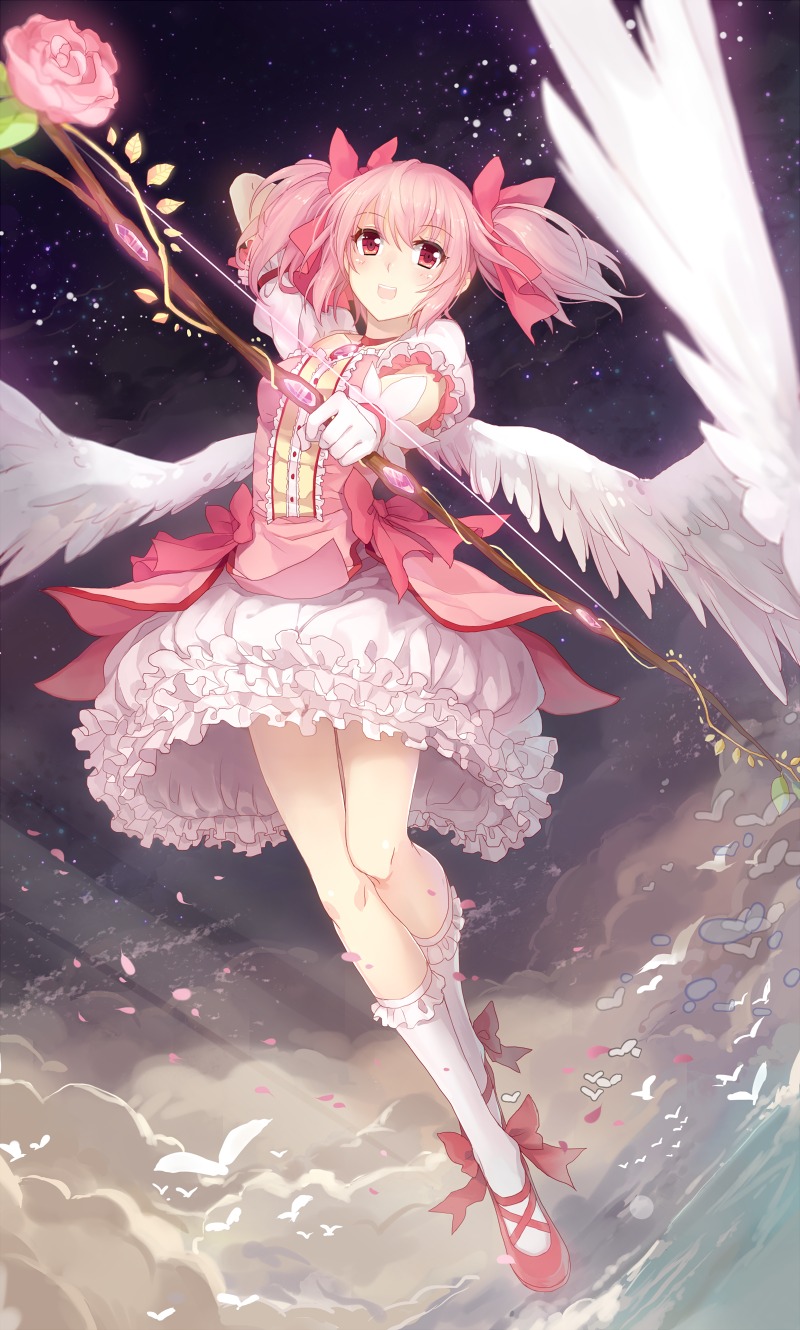 kaname_madoka kyurin_(sunnydelight) mahou_shoujo_madoka_magica weapon wings