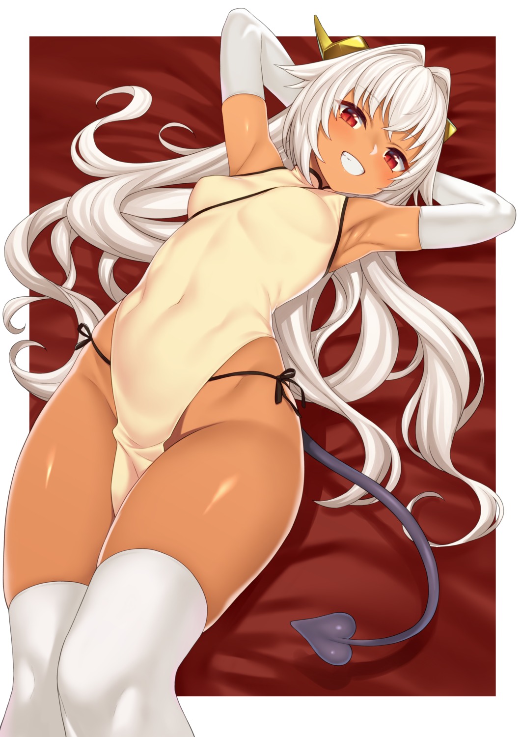 chinadress enjo_kouhai horns pantsu string_panties tail takunomi thighhighs ursula_y_ddraig