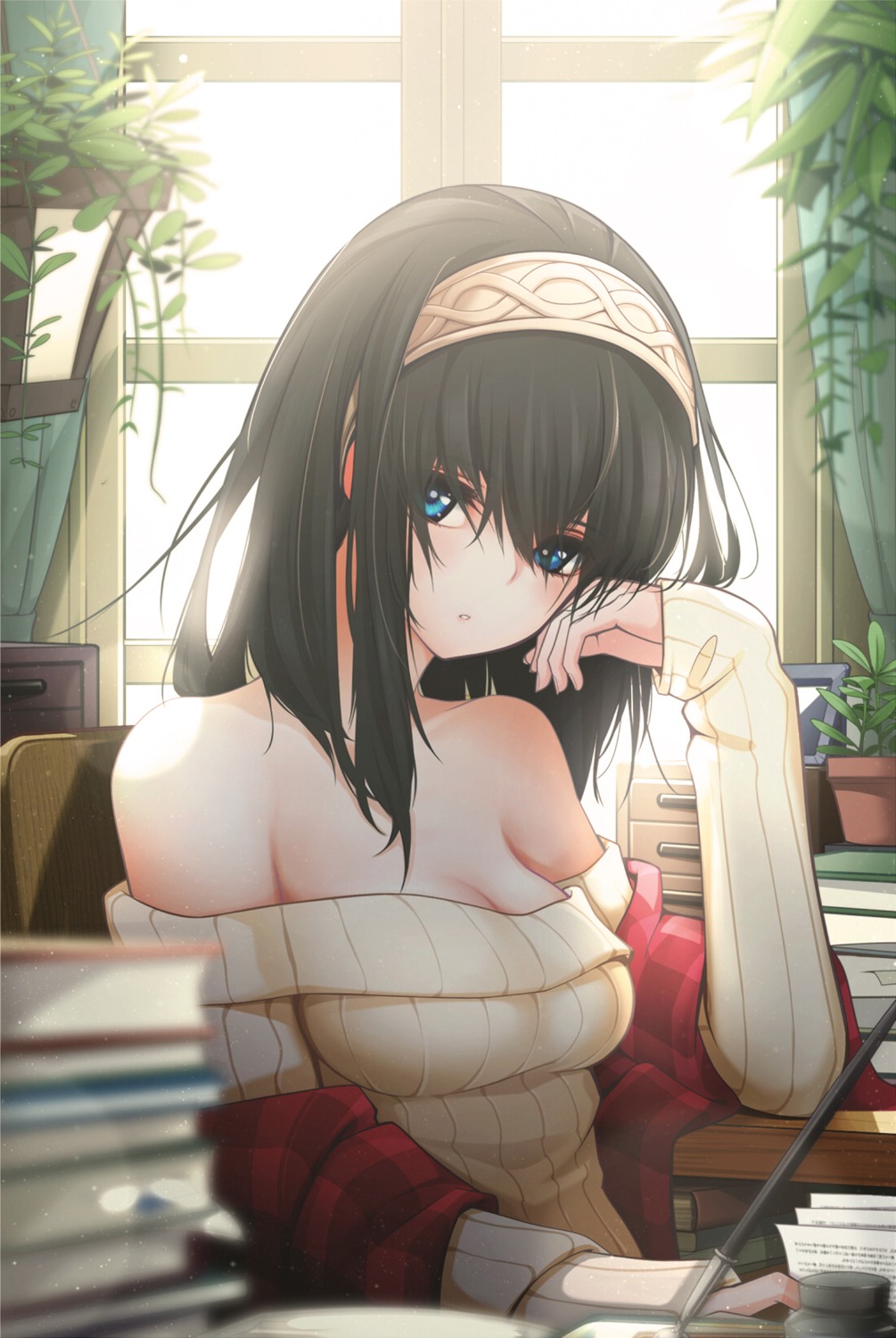 cleavage giba_(out-low) sagisawa_fumika sweater the_idolm@ster the_idolm@ster_cinderella_girls