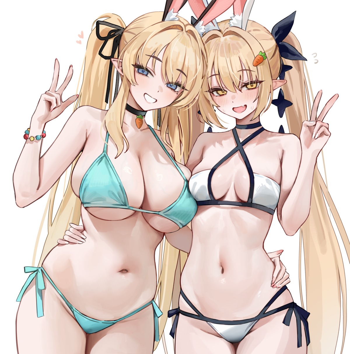 animal_ears bikini bunny_ears gompang_11 pointy_ears rabii swimsuits symmetrical_docking