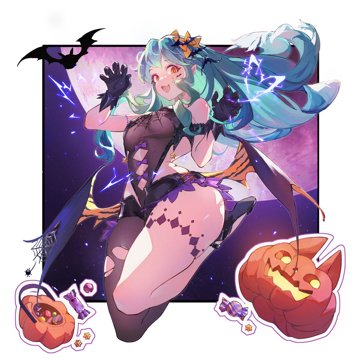 garter halloween leotard lum pandako pointy_ears torn_clothes urusei_yatsura wings