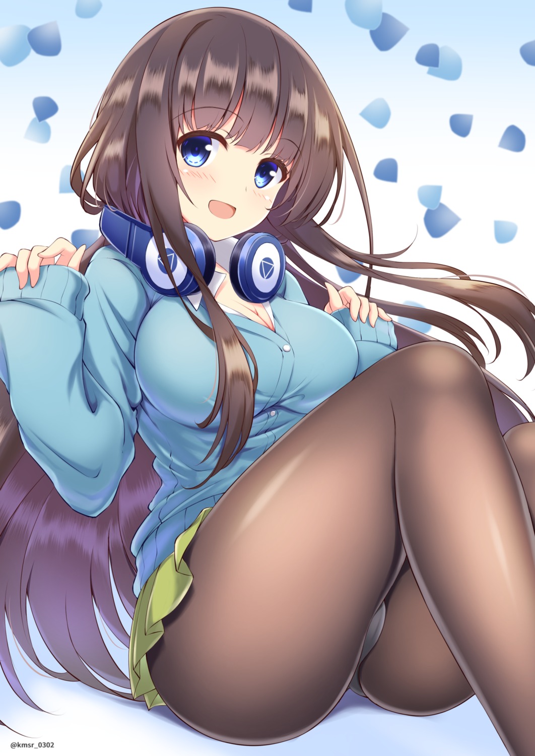 5-toubun_no_hanayome azur_lane cameltoe cleavage cosplay headphones kamishiro_(rsg10679) long_island_(azur_lane) nakano_miku pantsu pantyhose seifuku skirt_lift sweater