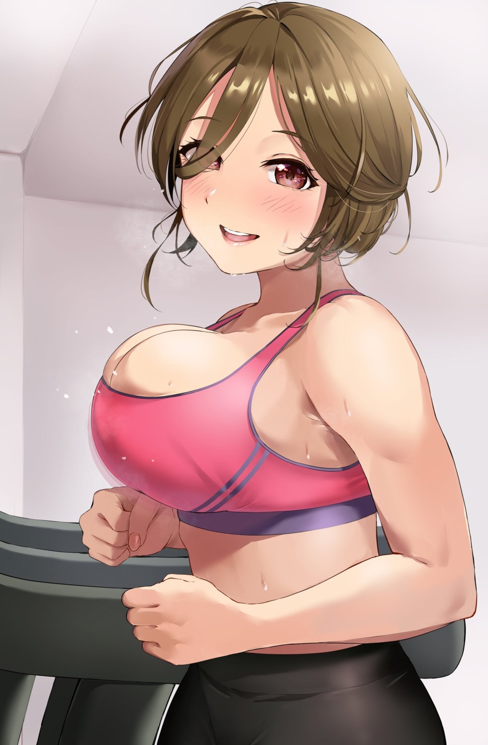 cleavage gym_uniform igarashi_kyouhei no_bra wet