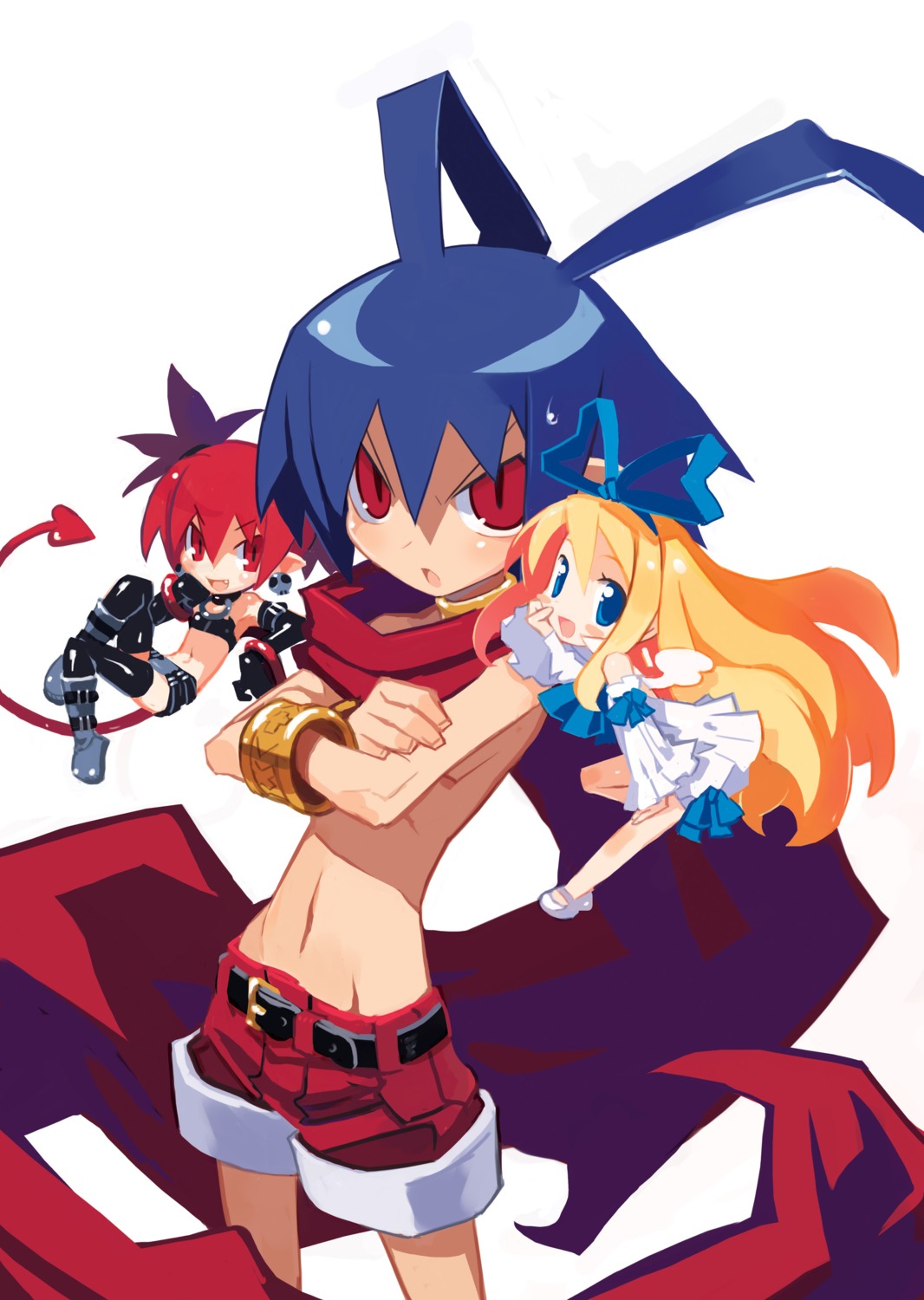 chibi disgaea etna flonne harada_takehito laharl pointy_ears tail thighhighs wings