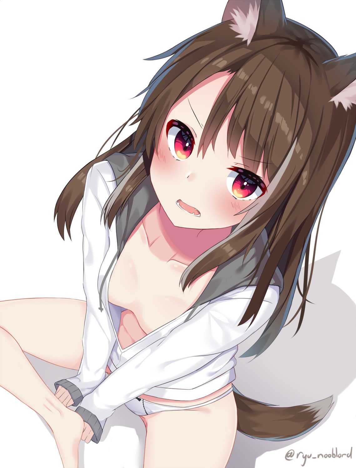 animal_ears no_bra open_shirt pantsu ryu_narb tail