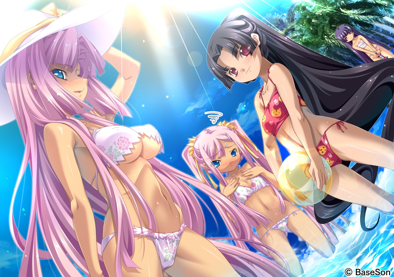 bikini cleavage erect_nipples fundoshi hikage_eiji kannei koihime_musou loli sarashi shuutai sonken sonshoukou swimsuits sword underboob wet