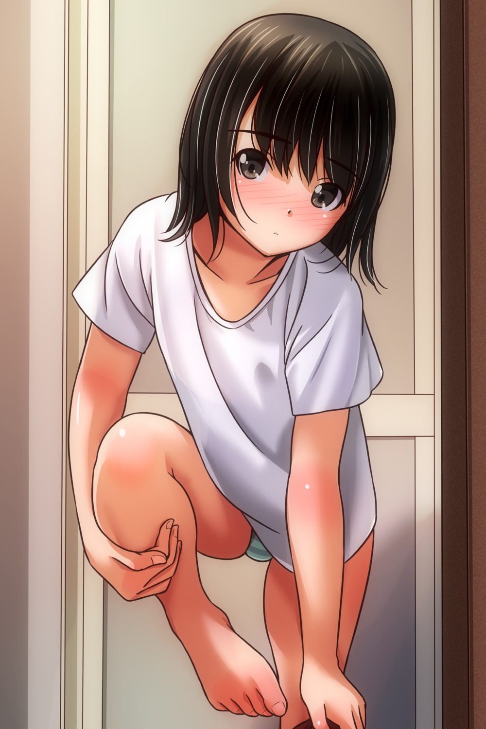 dress_shirt feet loli matsunaga_kouyou pantsu shimapan undressing