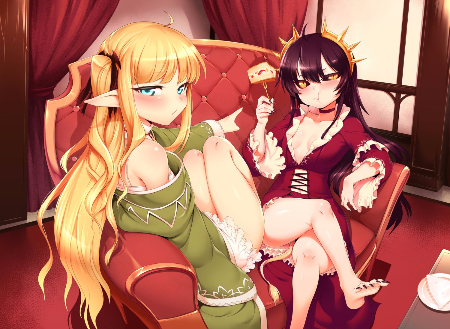 cleavage feet m-da_s-tarou no_bra open_shirt pointy_ears tail tanaka:_nenrei_equal_kanojo_inaireki_no_mahoutsukai