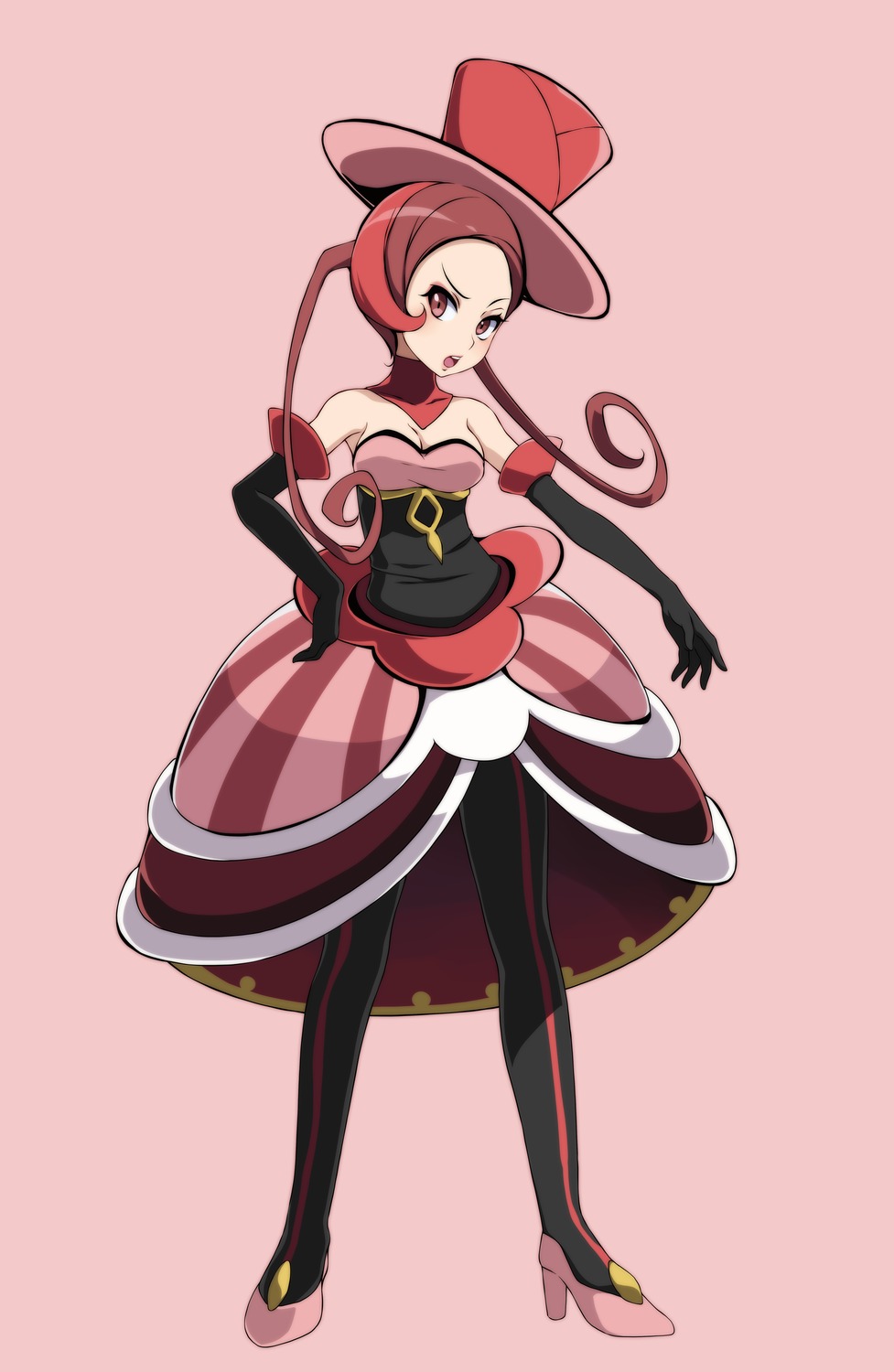 cleavage dress heels lajournee_(pokemon) no_bra pantyhose pokemon pokemon_oras pokemon_xy tsukishiro_saika