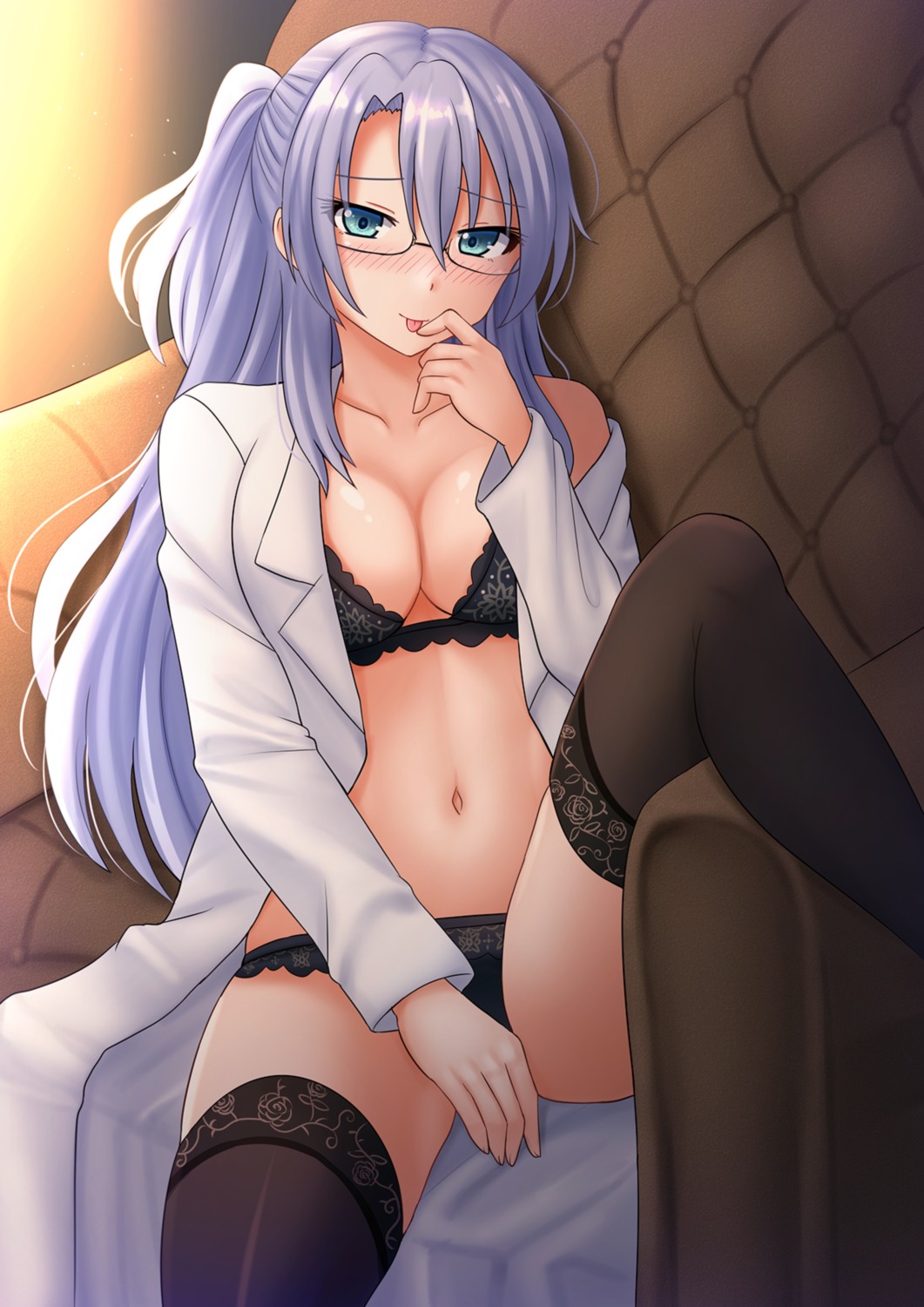 bra himuro_ayame kazenokaze megane open_shirt pantsu rikei_ga_koi_ni_ochita_node_shoumei_shite_mita. thighhighs