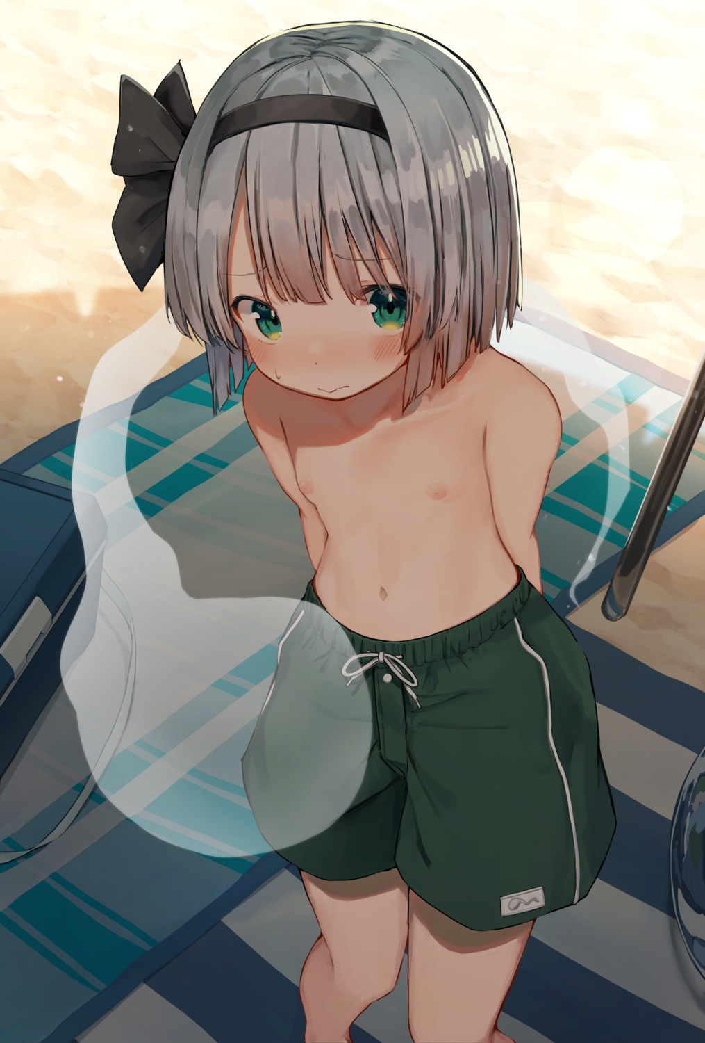 crossdress konpaku_youmu loli mamemochi myon nipples swimsuits topless touhou