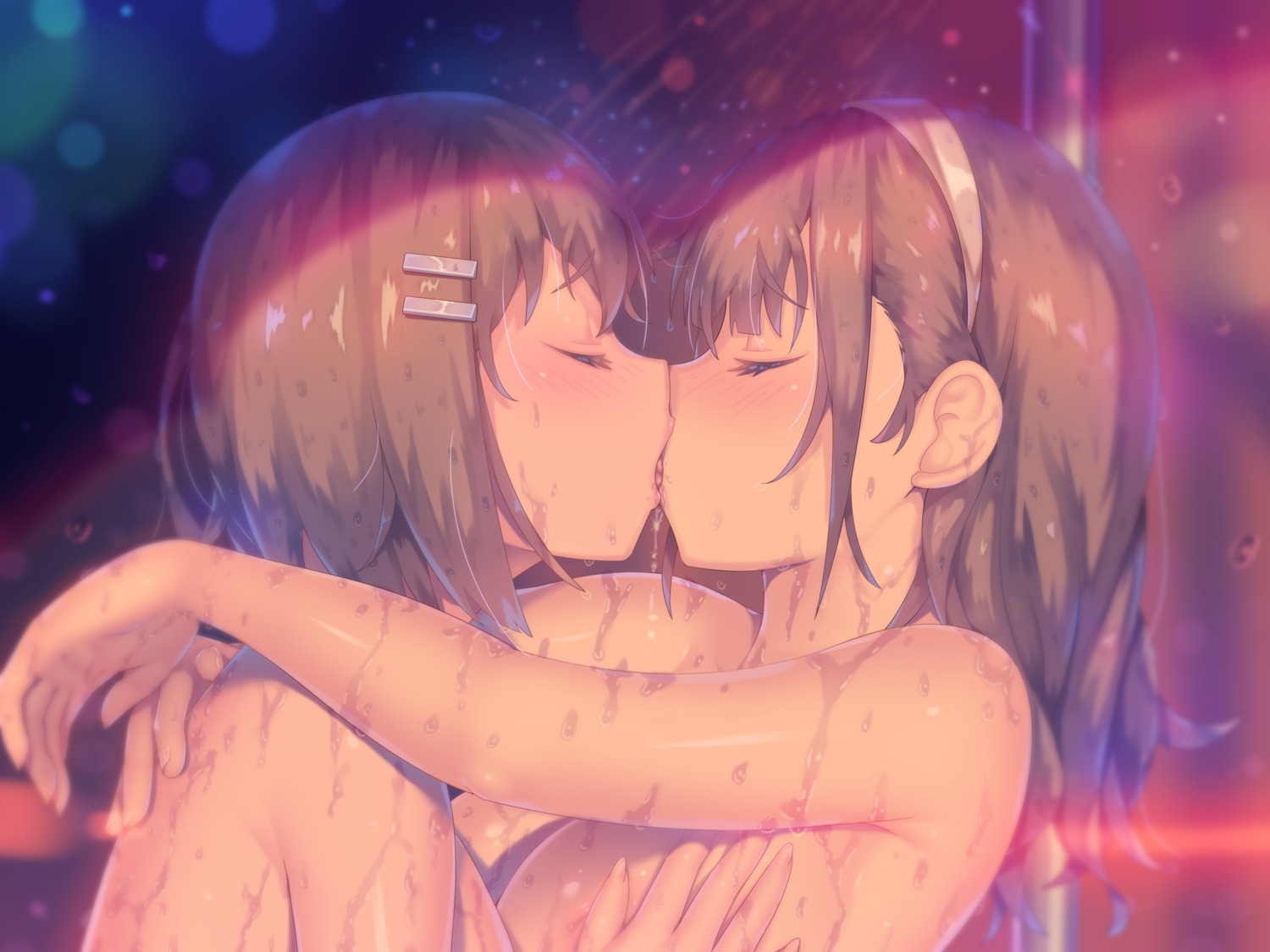 a.x. breast_hold symmetrical_docking topless wet yuri