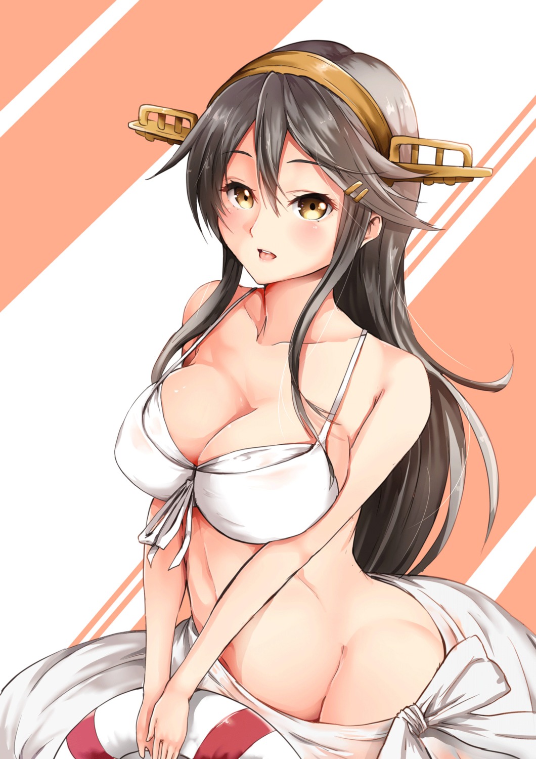 bikini_top cleavage haruna_(kancolle) kantai_collection nopan sezoku swimsuits