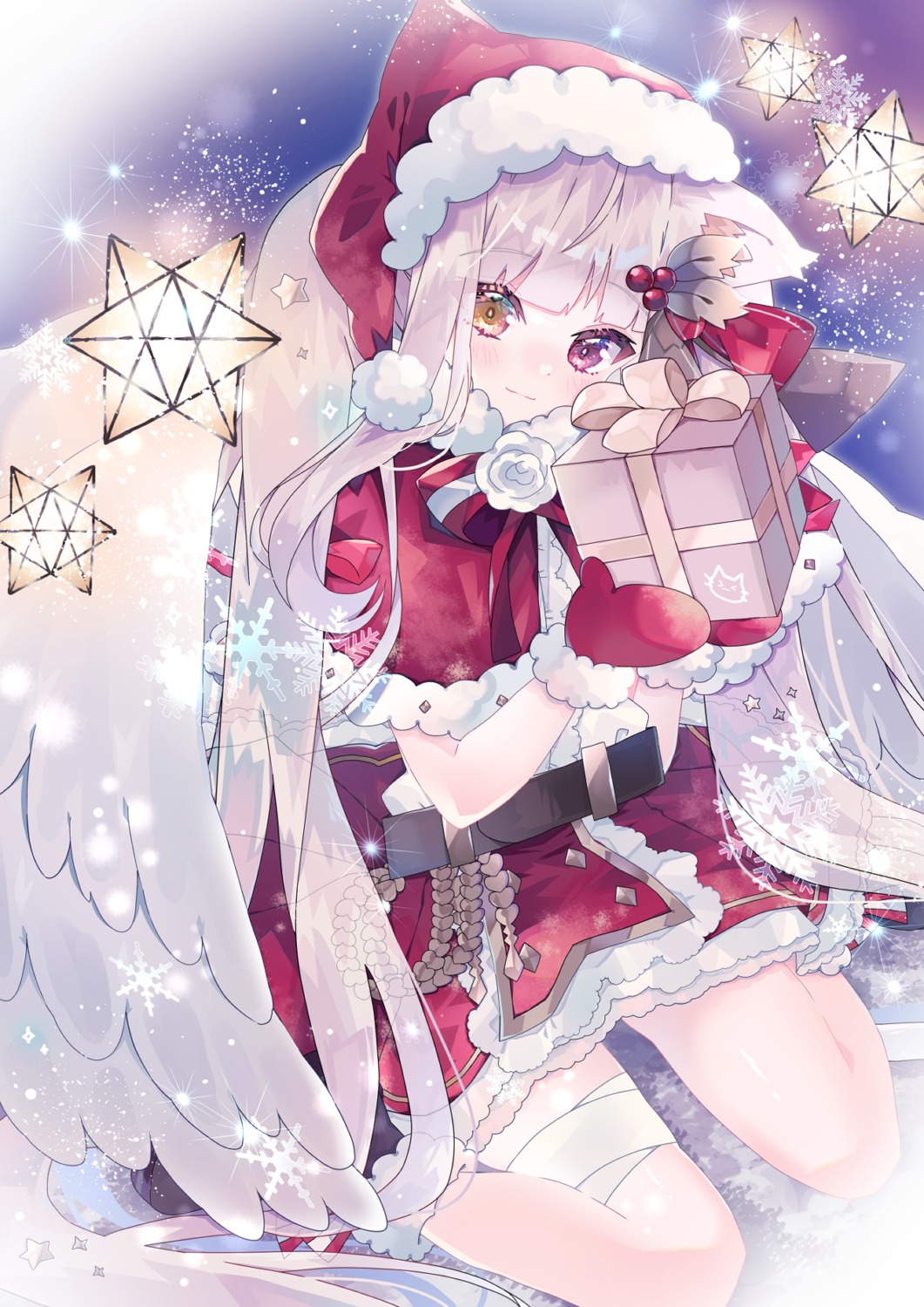 animal_ears aoi_yugina bandages christmas heterochromia wings