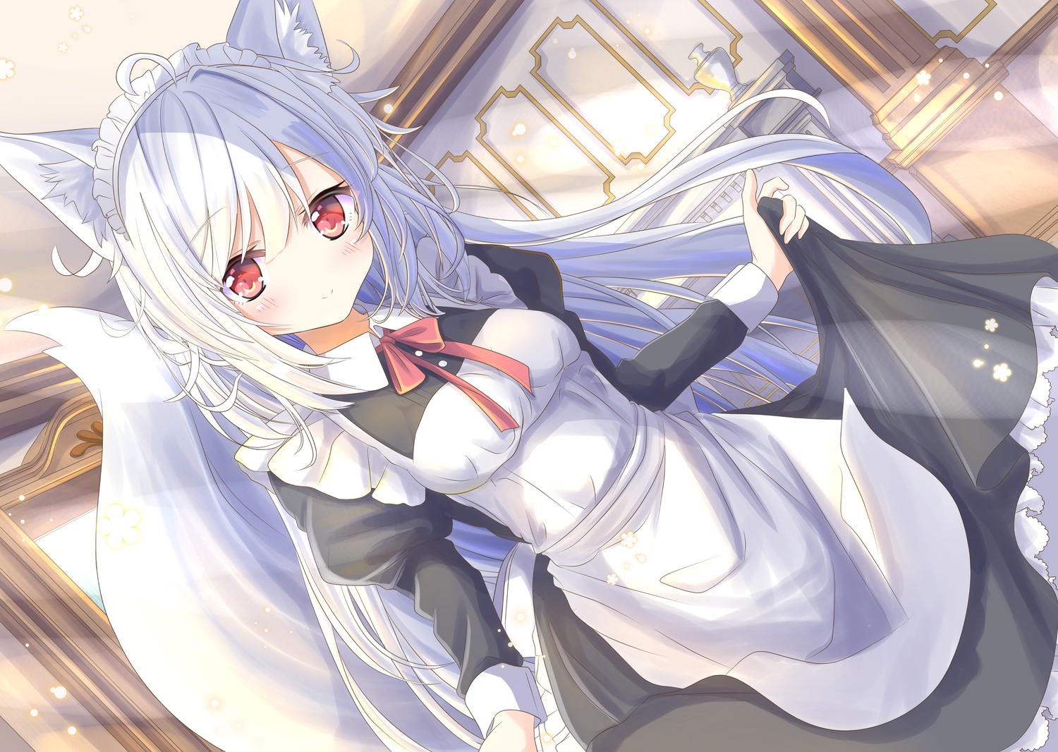 animal_ears aruka_(alka_p1) kitsune maid tail