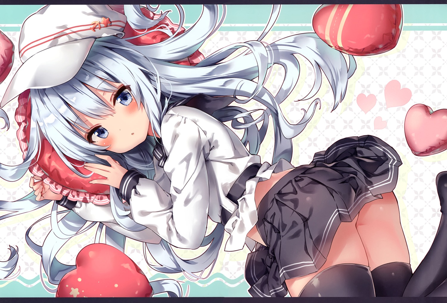 ass eterna-radiare hibiki_(kancolle) kantai_collection riichu seifuku skirt_lift thighhighs verniy_(kancolle)