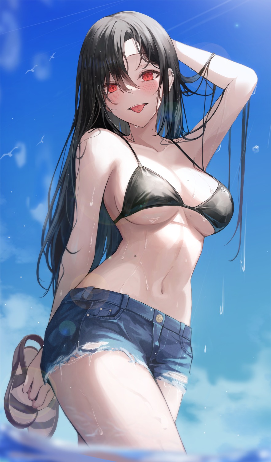 bikini_top gongha swimsuits torn_clothes wet wet_clothes
