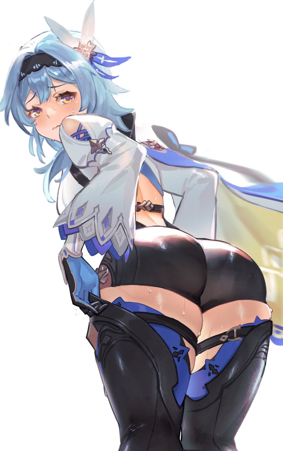 artist_revision ass eula garter genshin_impact leotard thighhighs zhudouzi