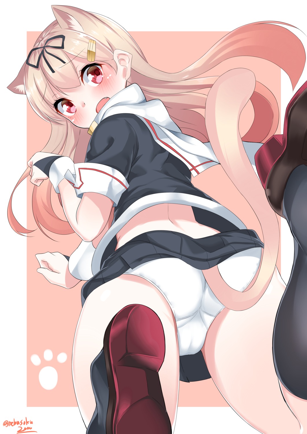 animal_ears ass cameltoe kantai_collection nebusoku nekomimi pantsu seifuku tail yuudachi_(kancolle)