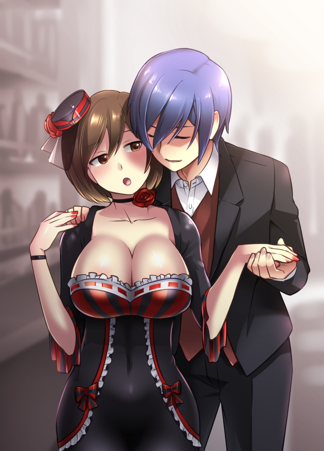 caffein cleavage dress kaito meiko vocaloid