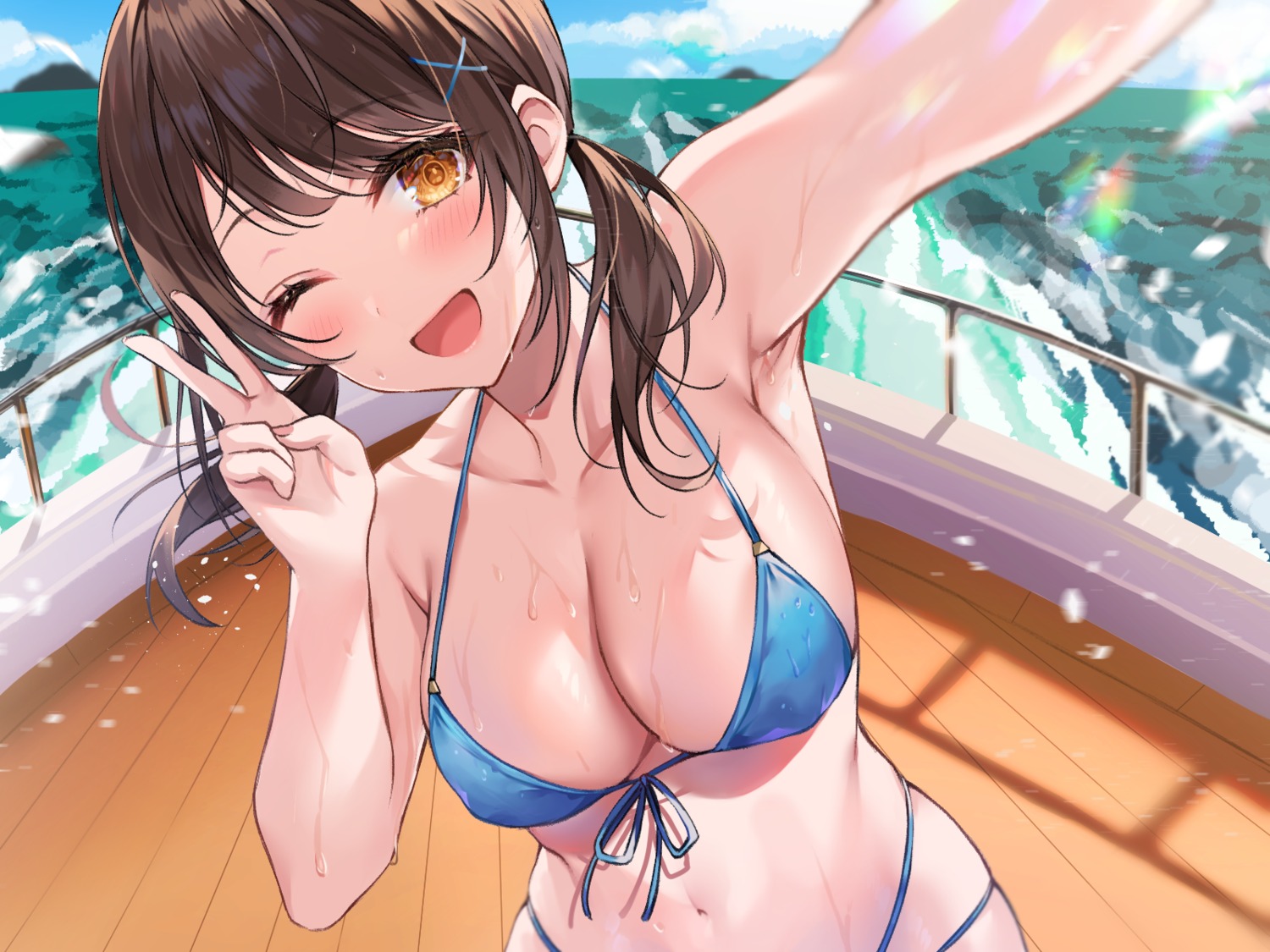 bikini erect_nipples hizuki_higure selfie swimsuits wallpaper wet