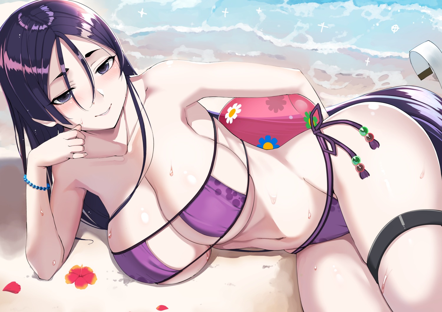 bikini fate/grand_order garter minamoto_no_raikou_(fate/grand_order) nuko_(mikupantu) swimsuits