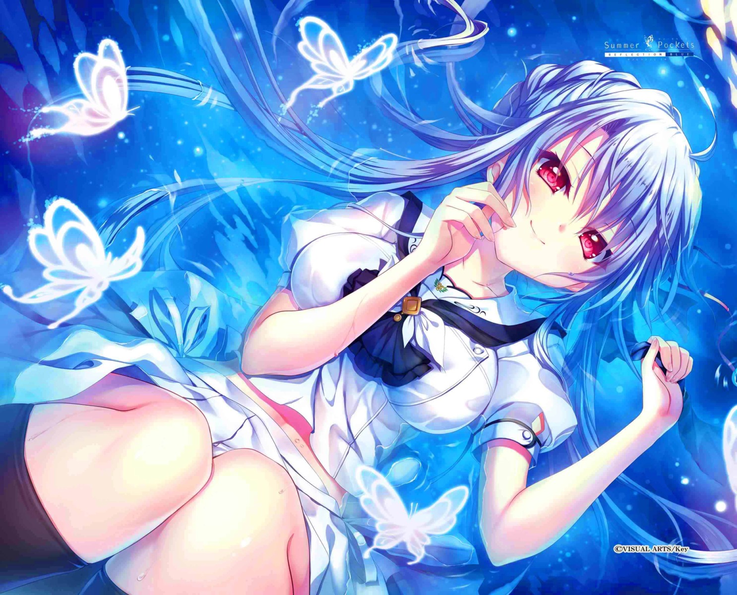 izumi_tsubasu key seifuku sorakado_ao summer_pockets summer_pockets_reflection_blue wet