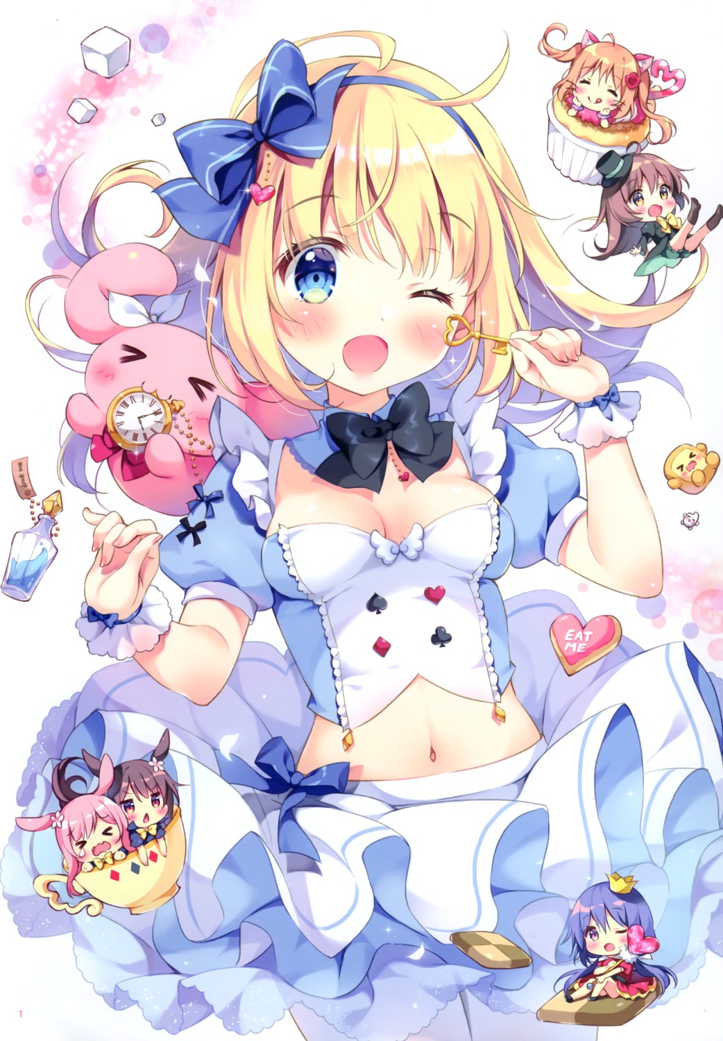 alice alice_in_wonderland chibi cleavage pan ten_(pan)