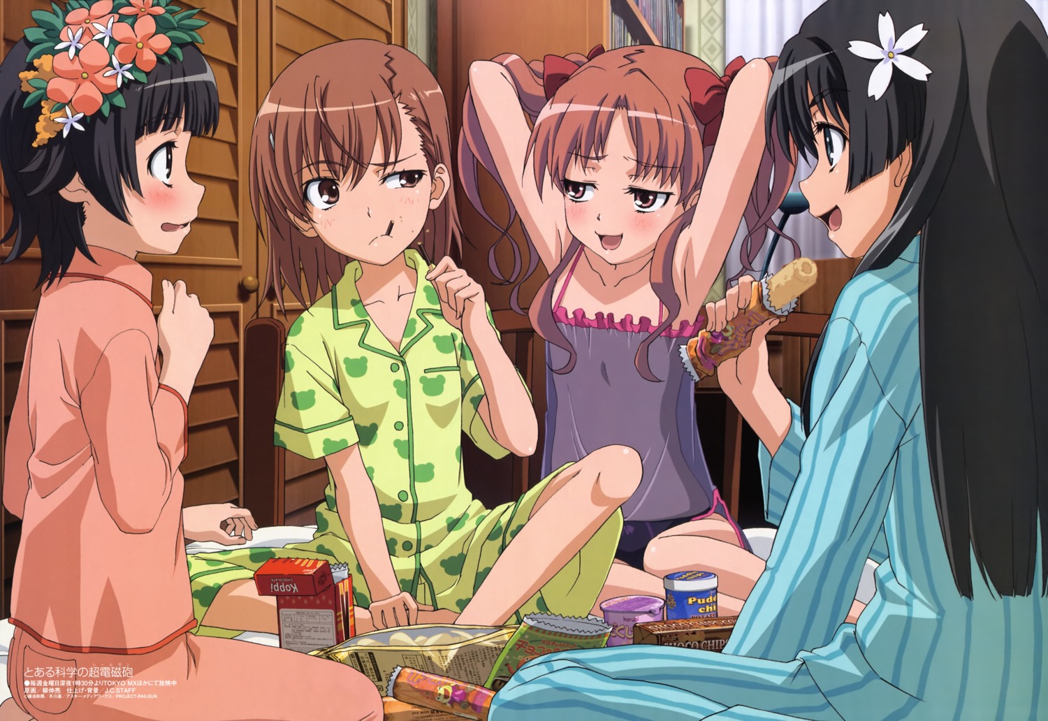 lingerie misaka_mikoto pajama pantsu saten_ruiko see_through shirai_kuroko toaru_kagaku_no_railgun toaru_majutsu_no_index uiharu_kazari yanagi_shinsuke