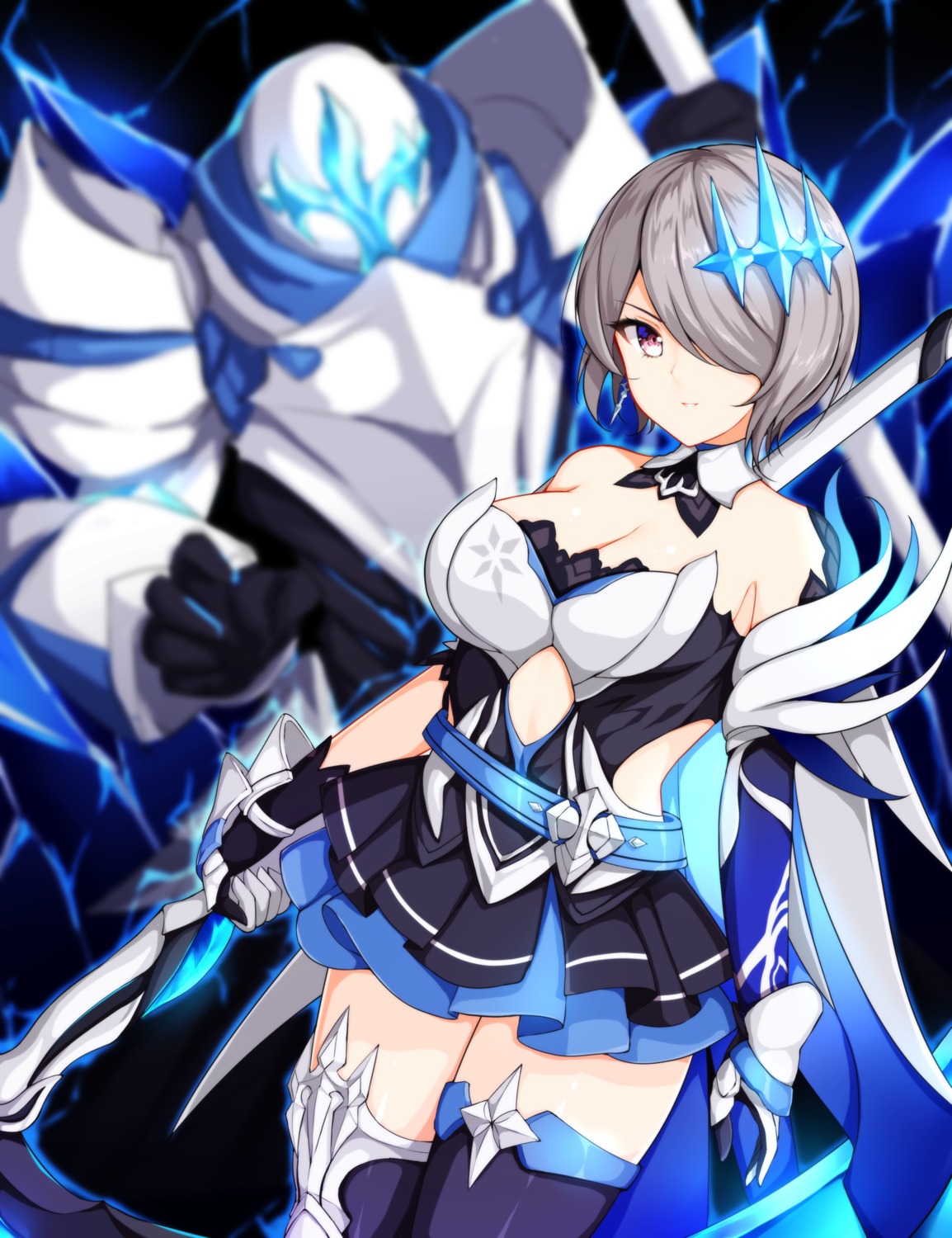 armor benghuai_xueyuan cleavage honkai_impact mecha rita_rossweisse sword thighhighs wsman