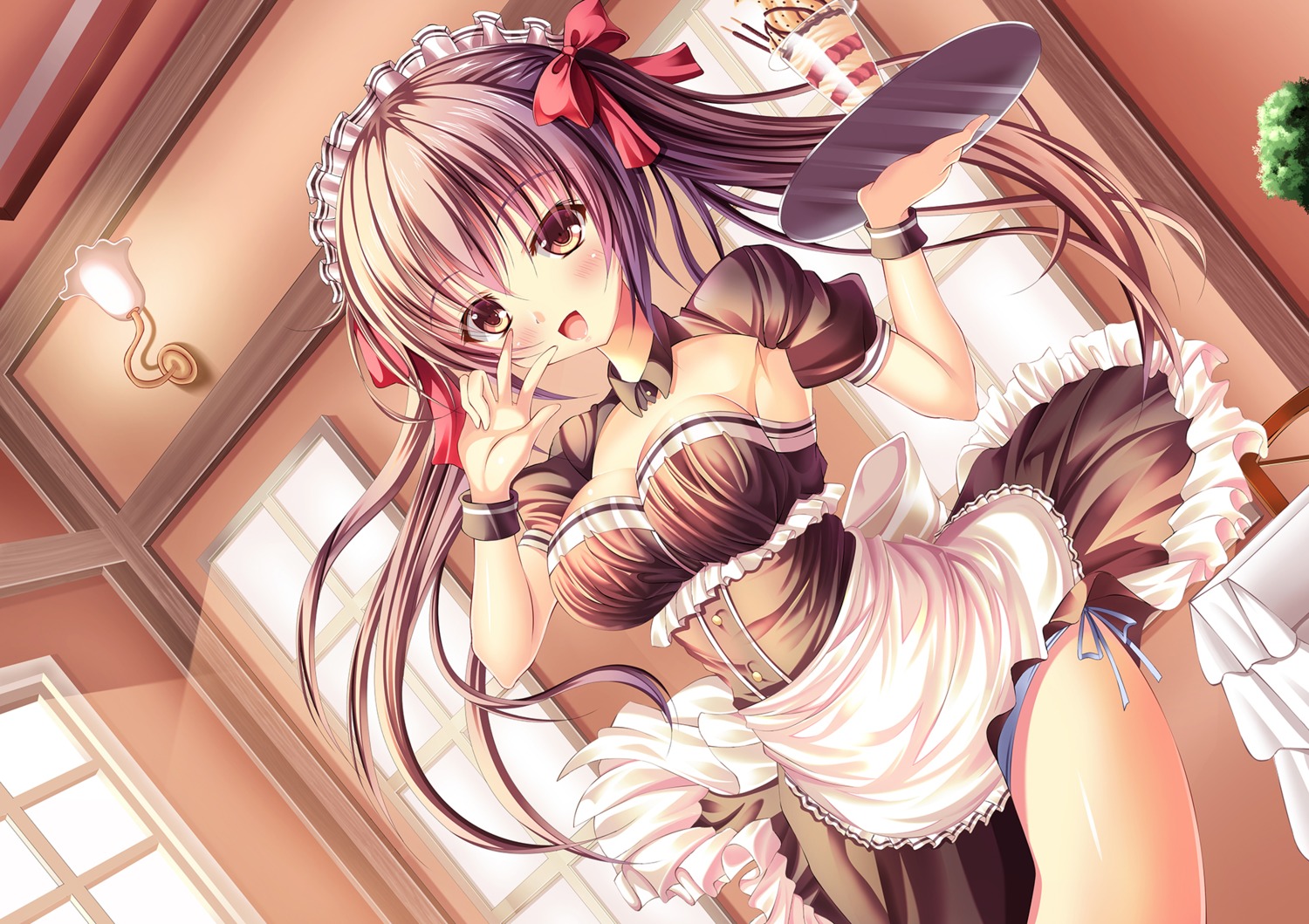 309042 cleavage maid pantsu string_panties waitress