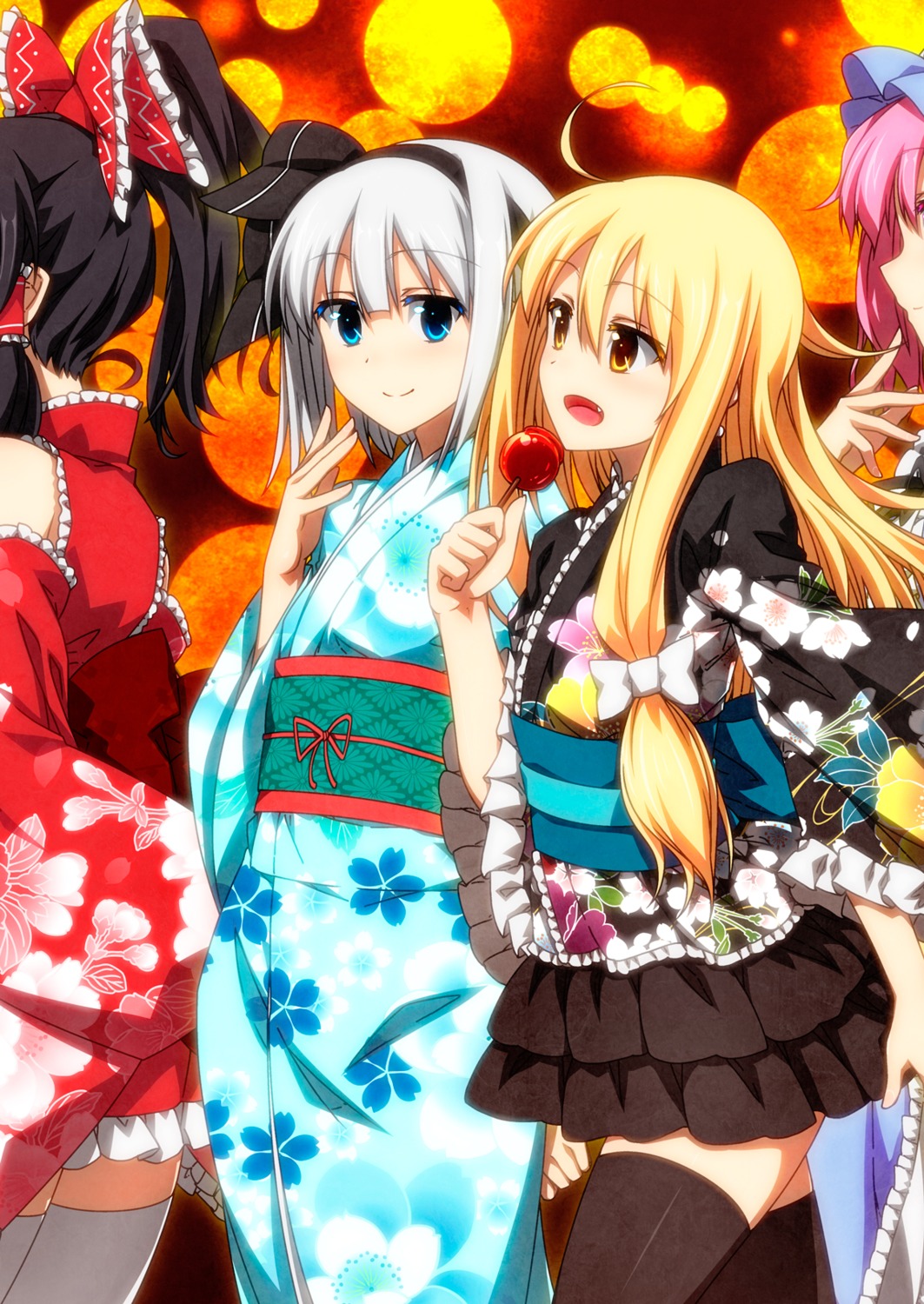 hakurei_reimu kirisame_marisa konpaku_youmu lolita_fashion saigyouji_yuyuko sazanami_mio thighhighs touhou wa_lolita yukata