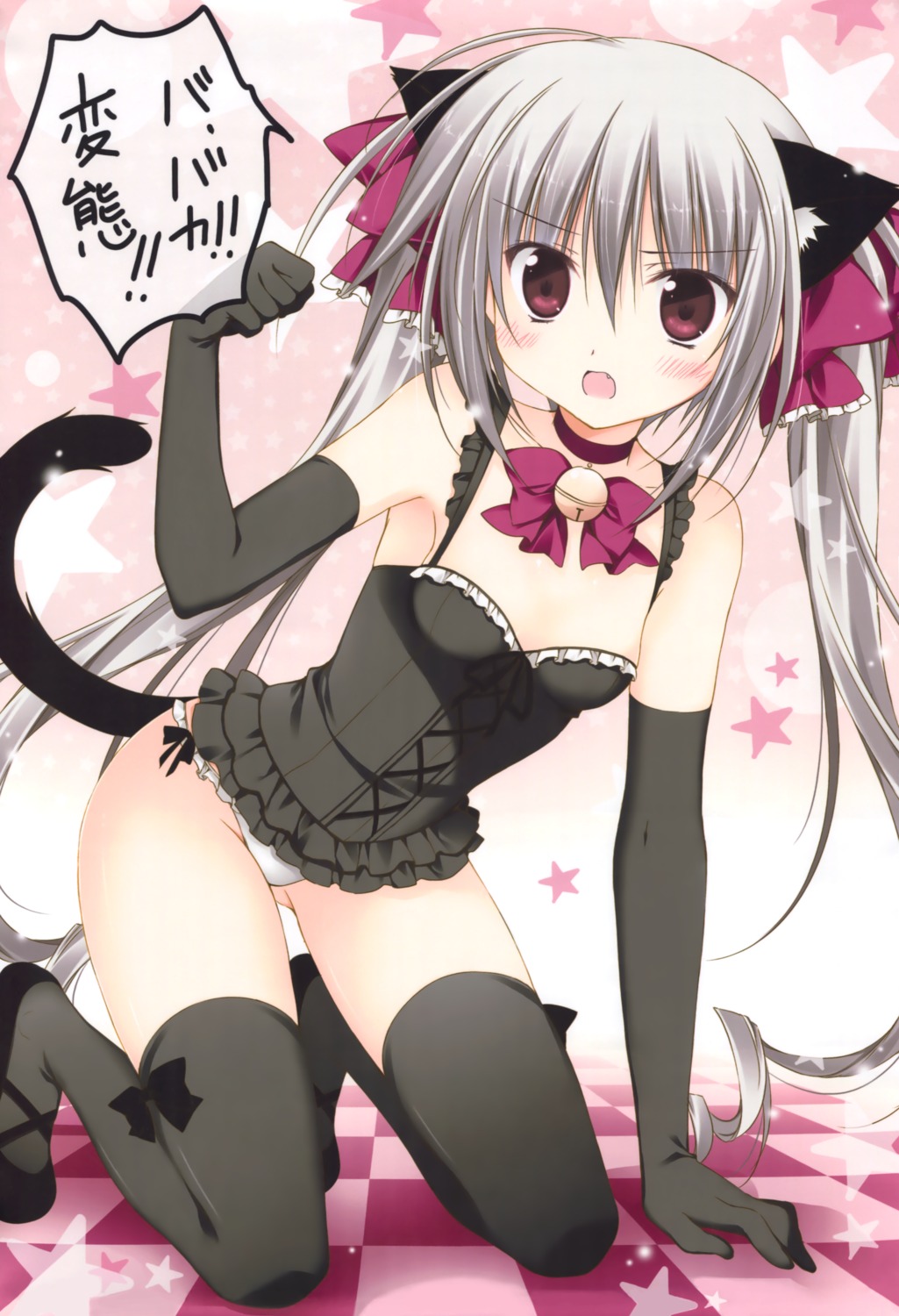 animal_ears cleavage hakoniwa_no_gakuen komiya_rio korie_riko lingerie nekomimi pantsu tail thighhighs