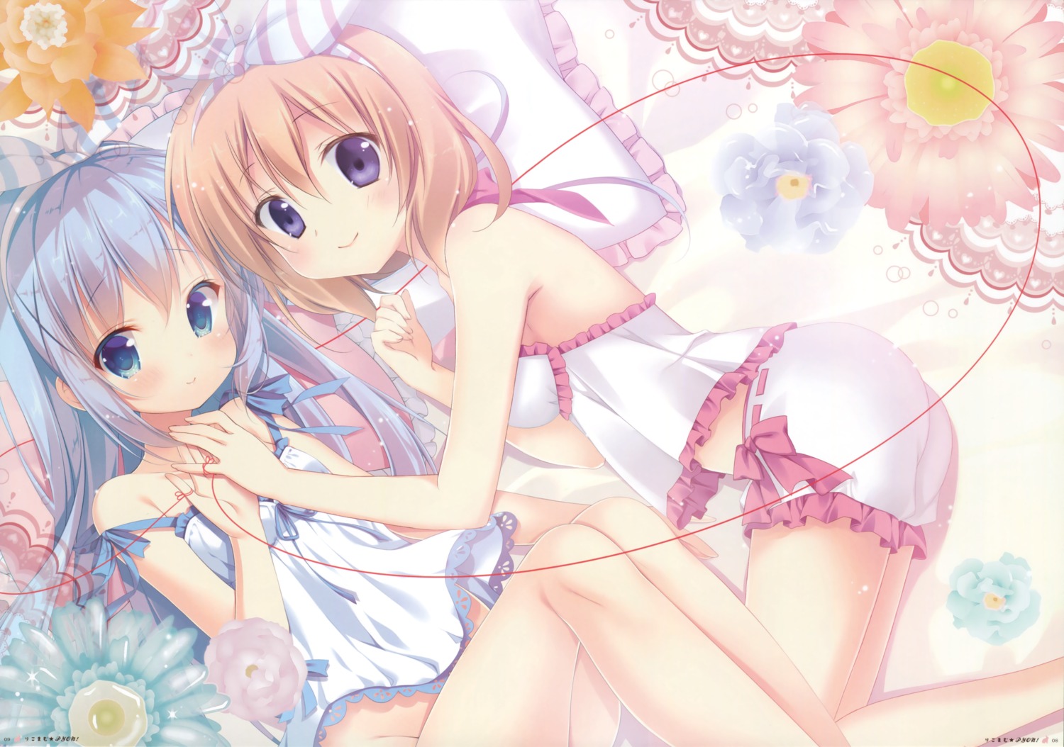 ass bottomless gochuumon_wa_usagi_desu_ka? hoto_cocoa kafuu_chino korie_riko lingerie mitsumomo_mamu