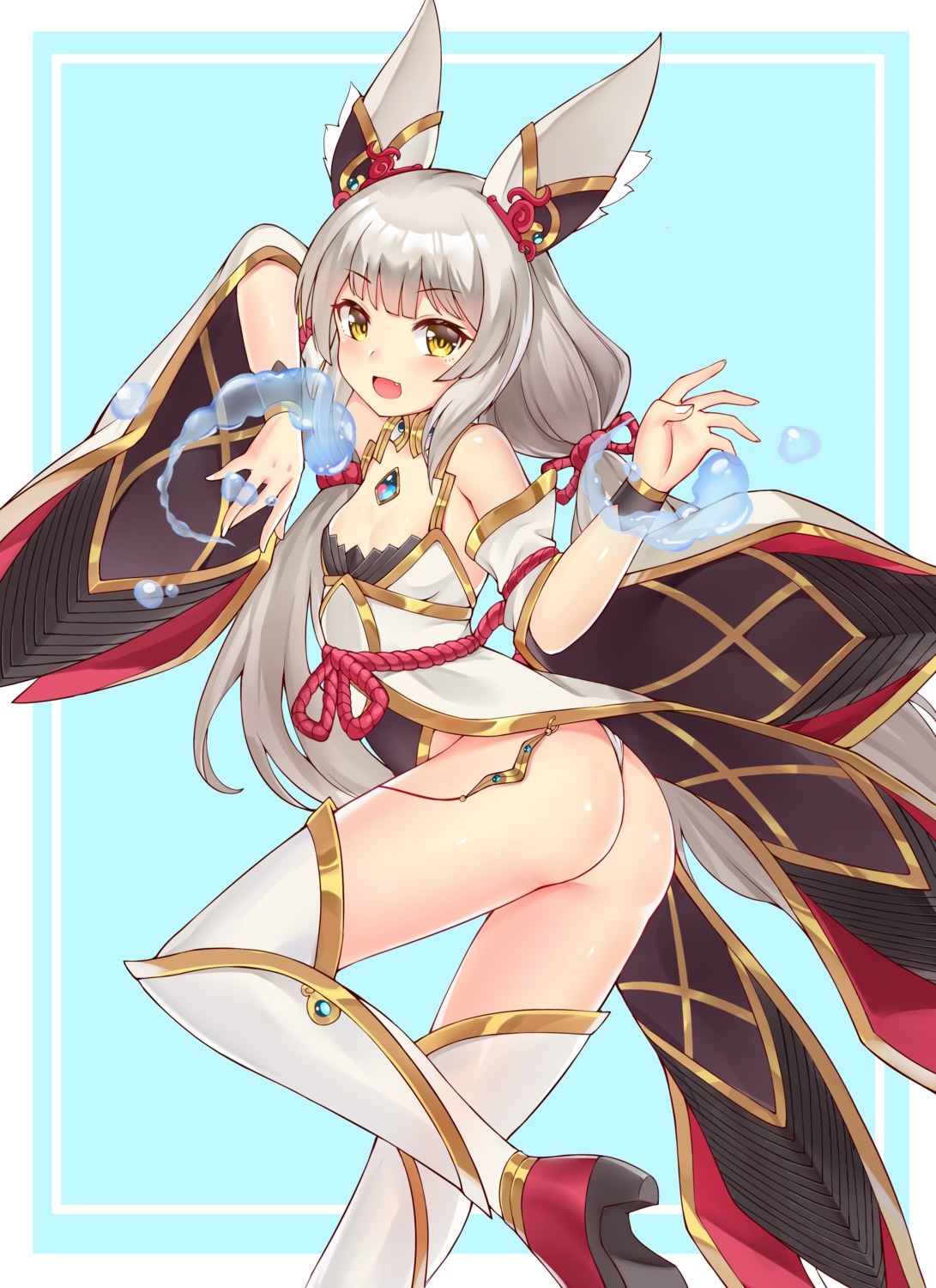 animal_ears ass bushi_(1622035441) heels kitsune leotard loli niyah thighhighs xenoblade xenoblade_chronicles_2