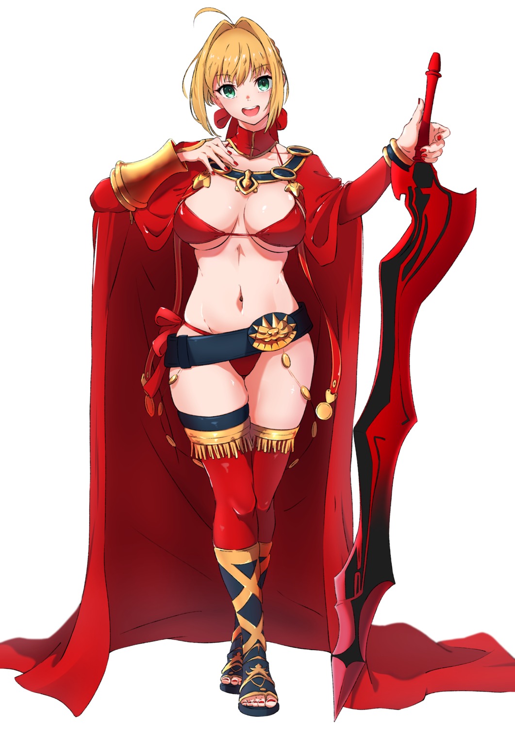 ameneshi armor bikini cleavage fate/extra fate/extra_ccc fate/grand_order fate/stay_night saber_extra swimsuits sword thighhighs underboob