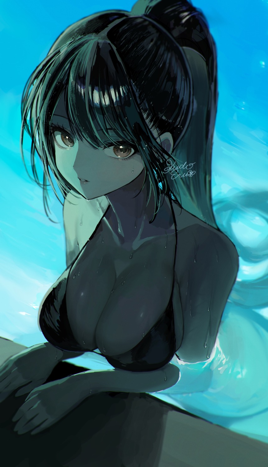 bathing bikini kudou_eru swimsuits wet wet_clothes