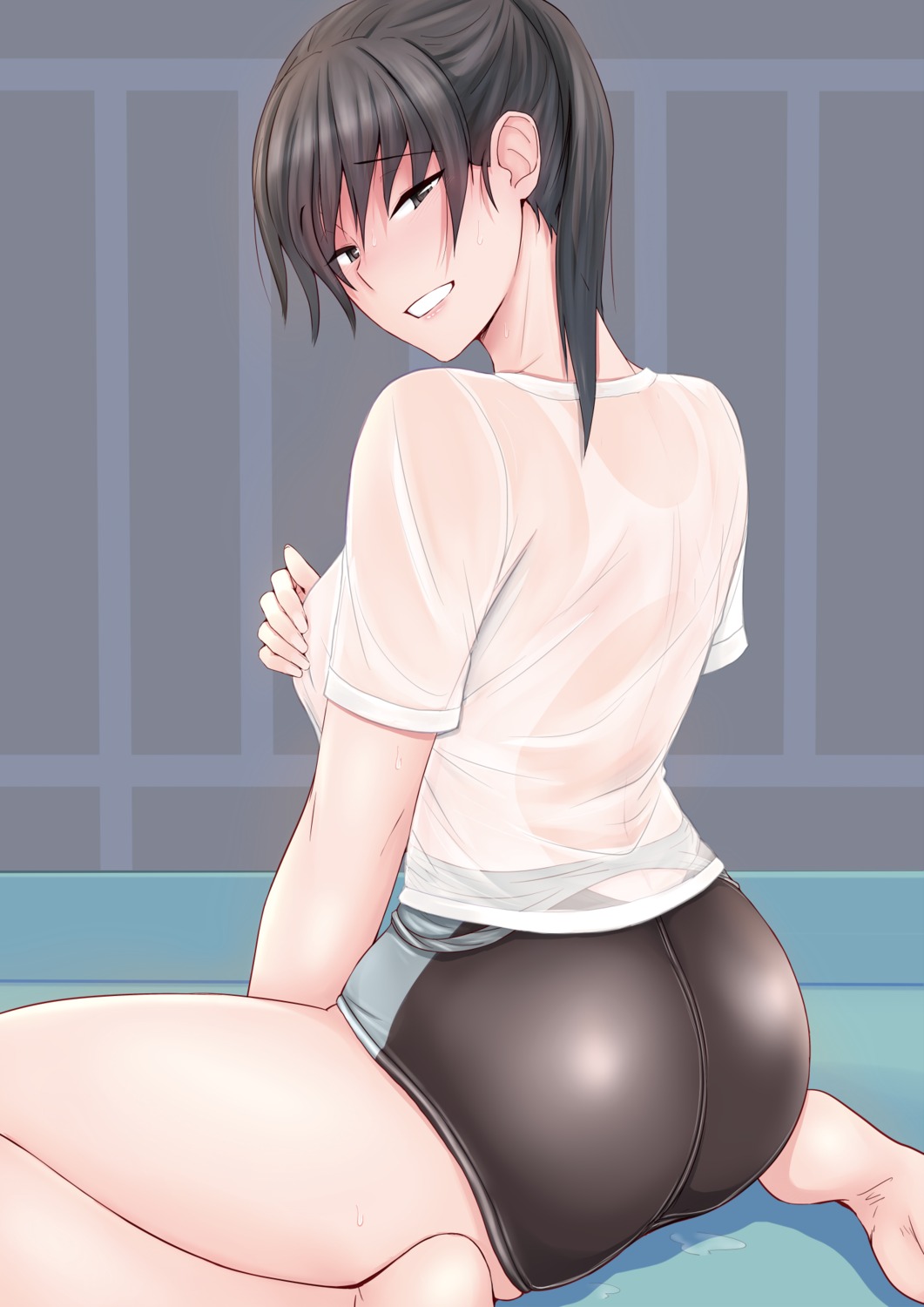 amagami ass no_bra sasaki_akira see_through swimsuits tsukahara_hibiki wet_clothes