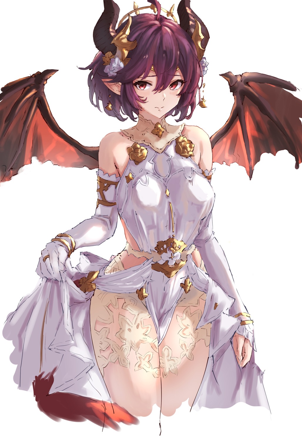 dress granblue_fantasy grea horns manaria_friends mawile829 no_bra pointy_ears see_through shingeki_no_bahamut skirt_lift tail wings