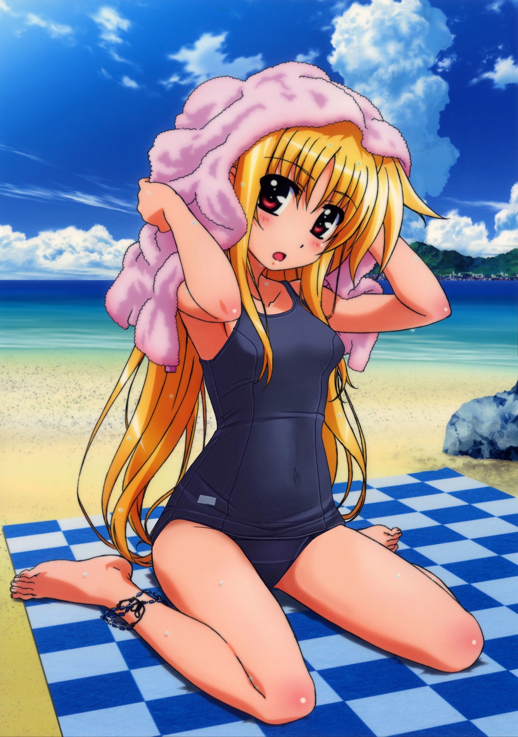 fate_testarossa hashimoto_takayoshi mahou_shoujo_lyrical_nanoha photoshop school_swimsuit swimsuits wet