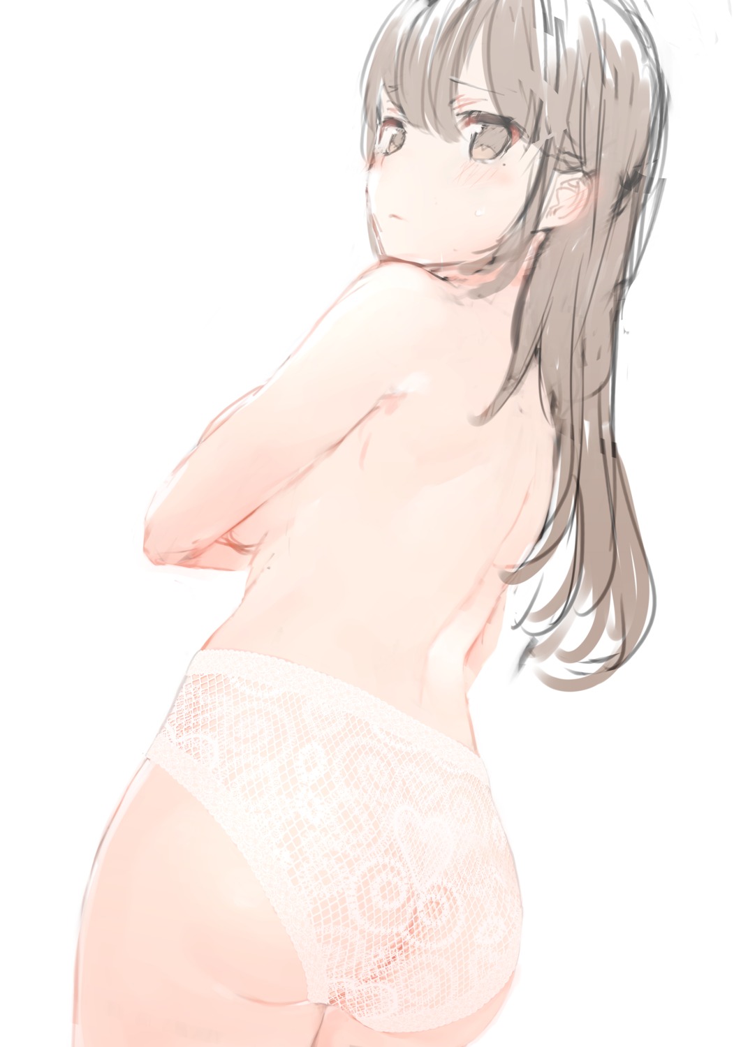 ass breast_hold pantsu see_through sketch topless usagiplanet7