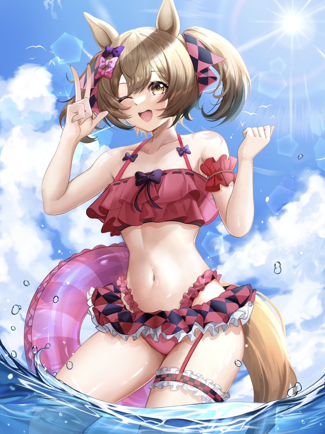 animal_ears bikini garter ryuryu_mt smart_falcon_(umamusume) swimsuits tail uma_musume_pretty_derby wet