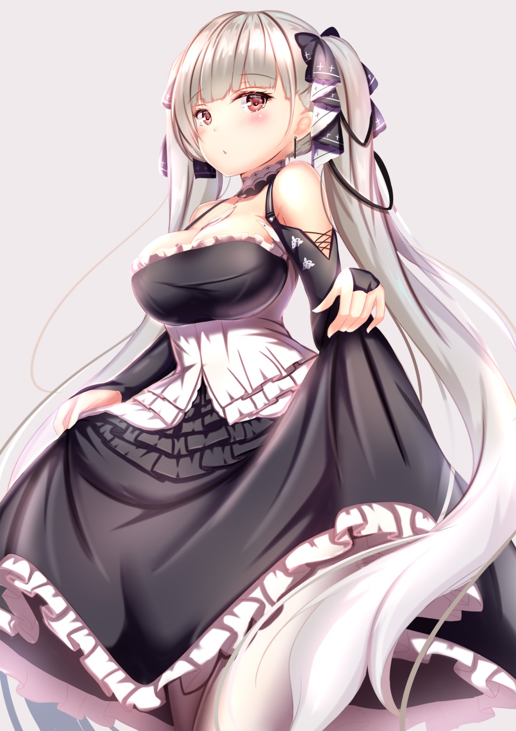 azur_lane formidable_(azur_lane) gothic_lolita lolita_fashion pantyhose skirt_lift yuano