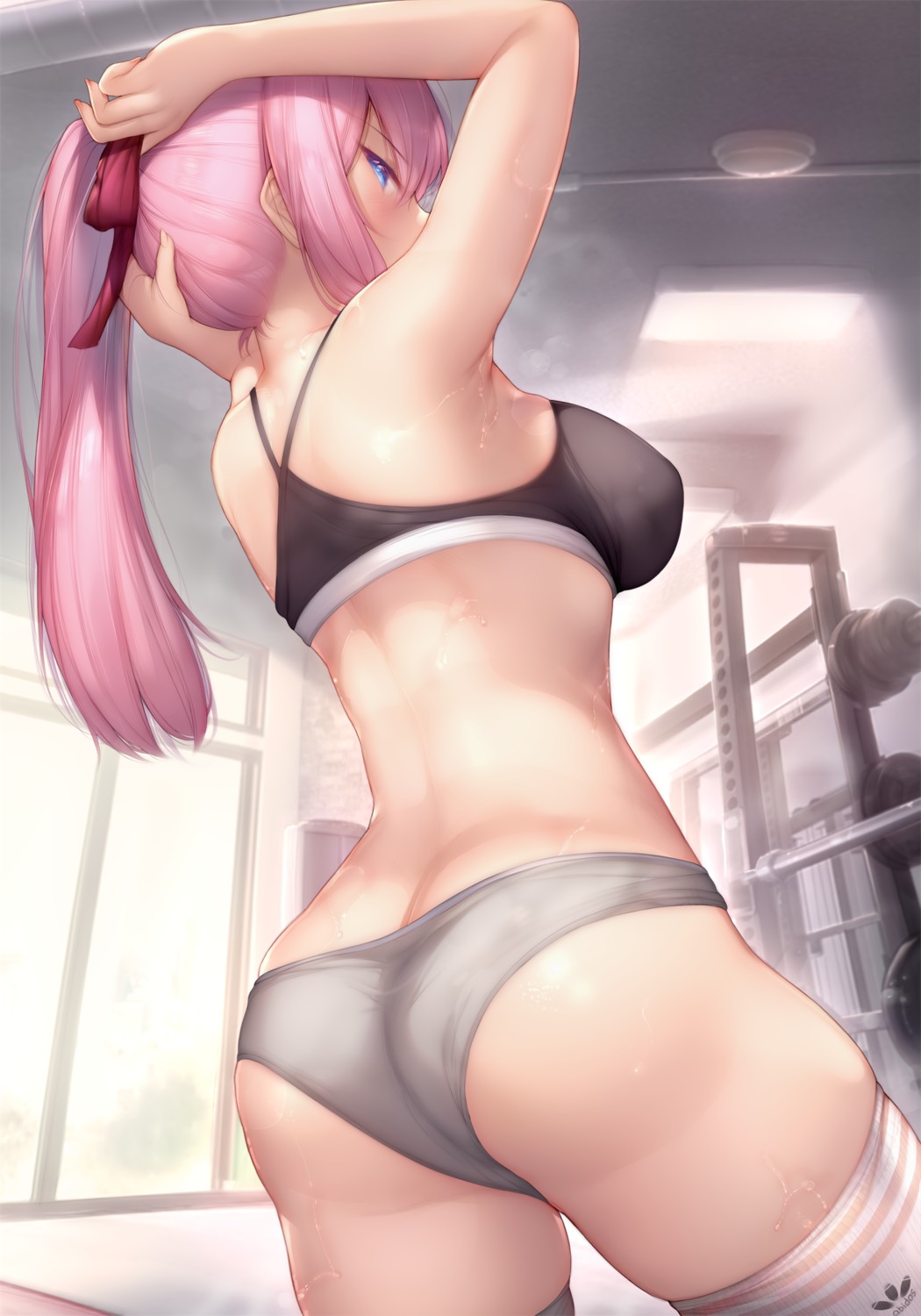 ass bra buruma gym_uniform kawaii_dake_ja_nai_shikimori-san kimoshi shikimori_miyako thighhighs thong wet