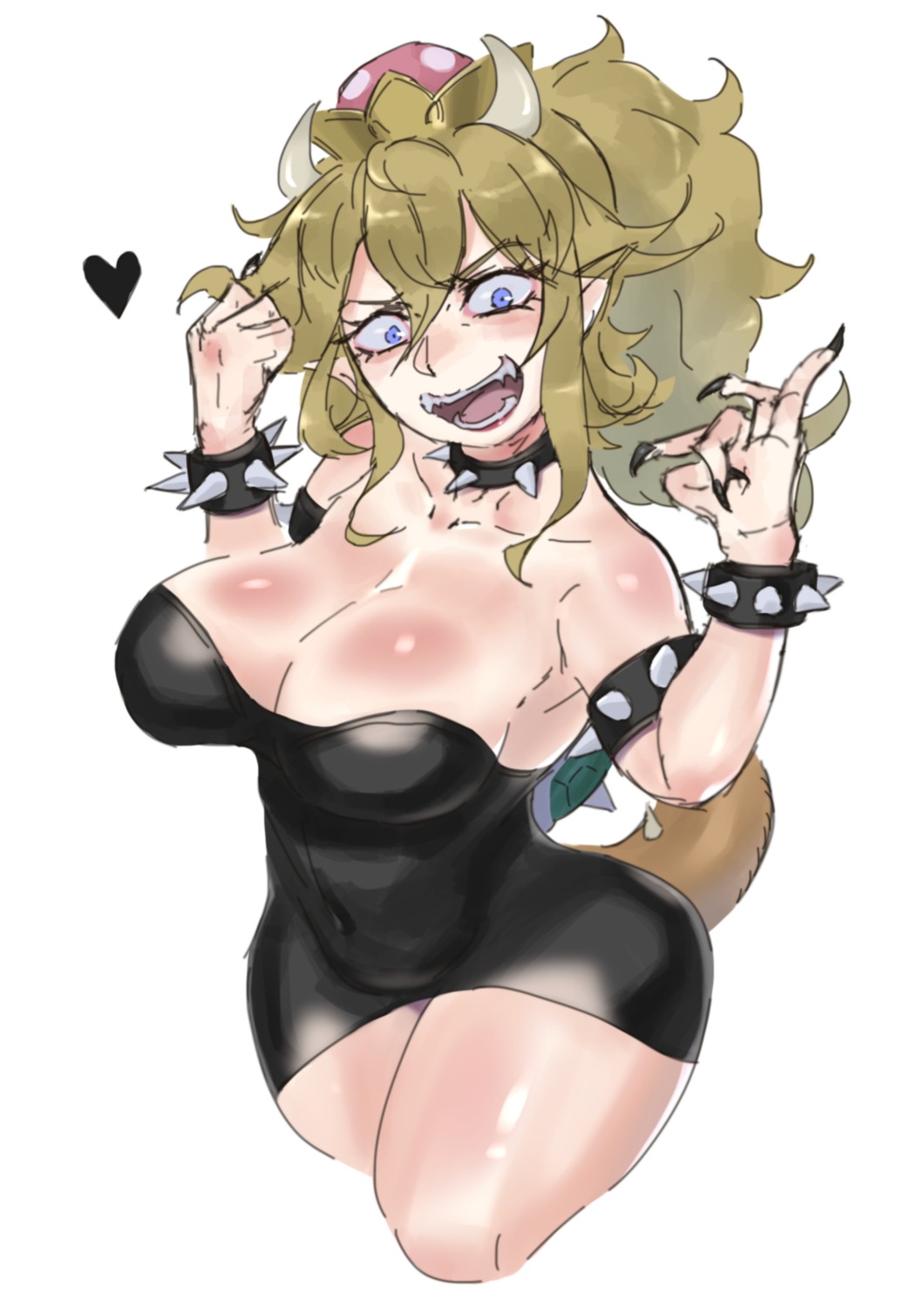 bowsette dress freddyhalloween genderswap horns new_super_mario_bros._u_deluxe pointy_ears sketch tail