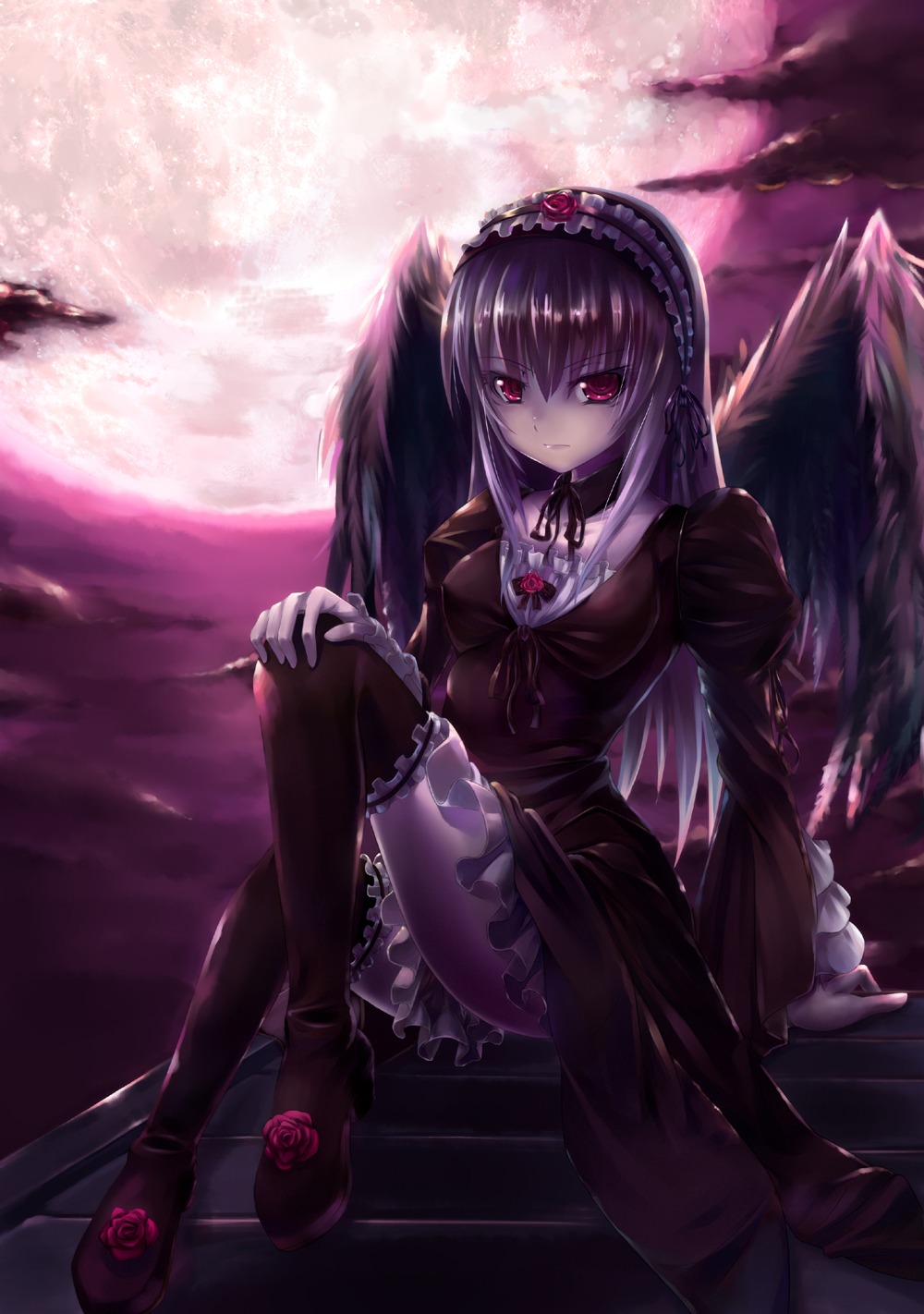 asa_(swallowtail) lolita_fashion rozen_maiden suigintou thighhighs wings