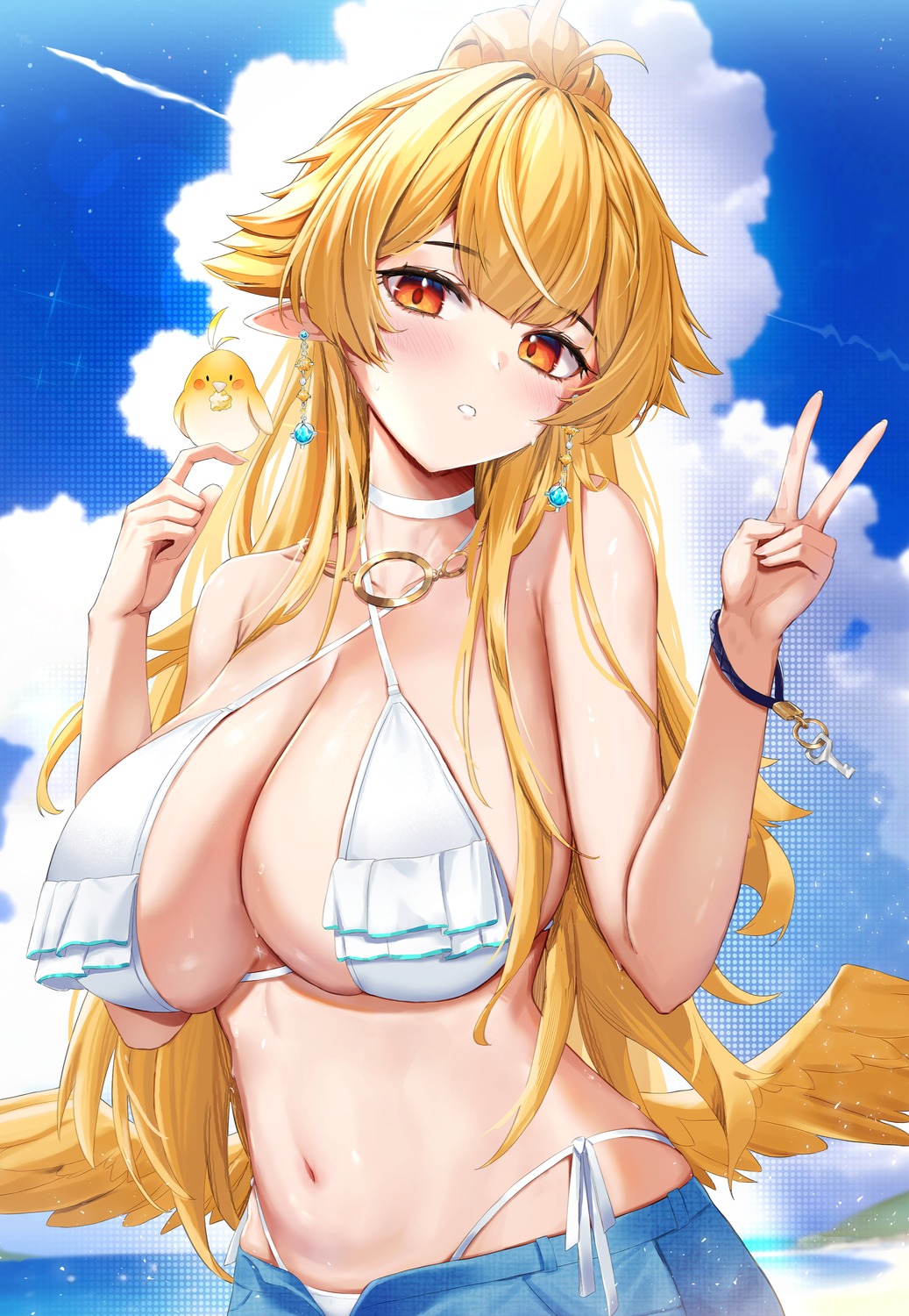 bikini oukafafafa pointy_ears swimsuits wings