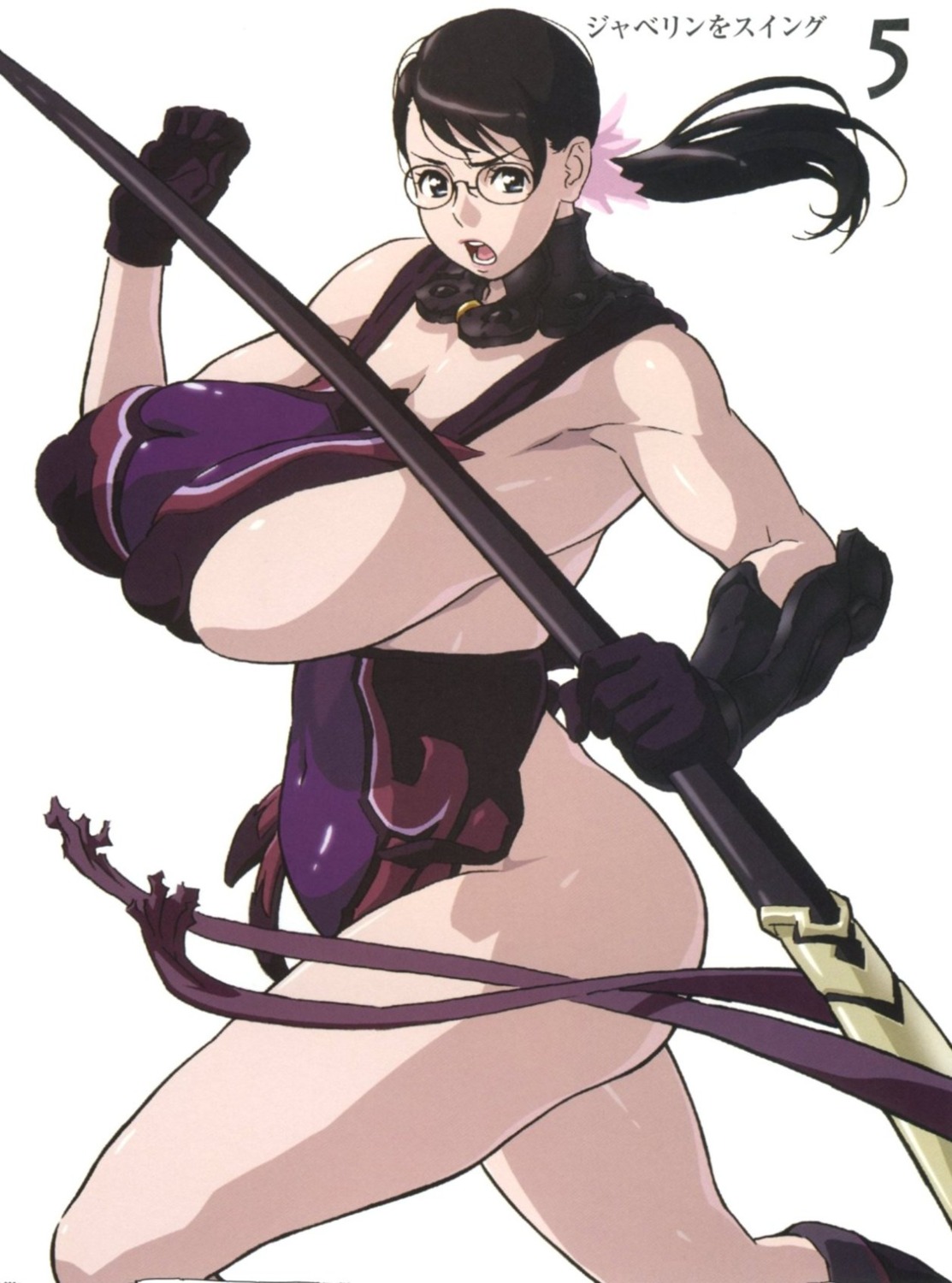 cattleya erect_nipples kaneko_hiraku leotard megane no_bra queen's_blade weapon