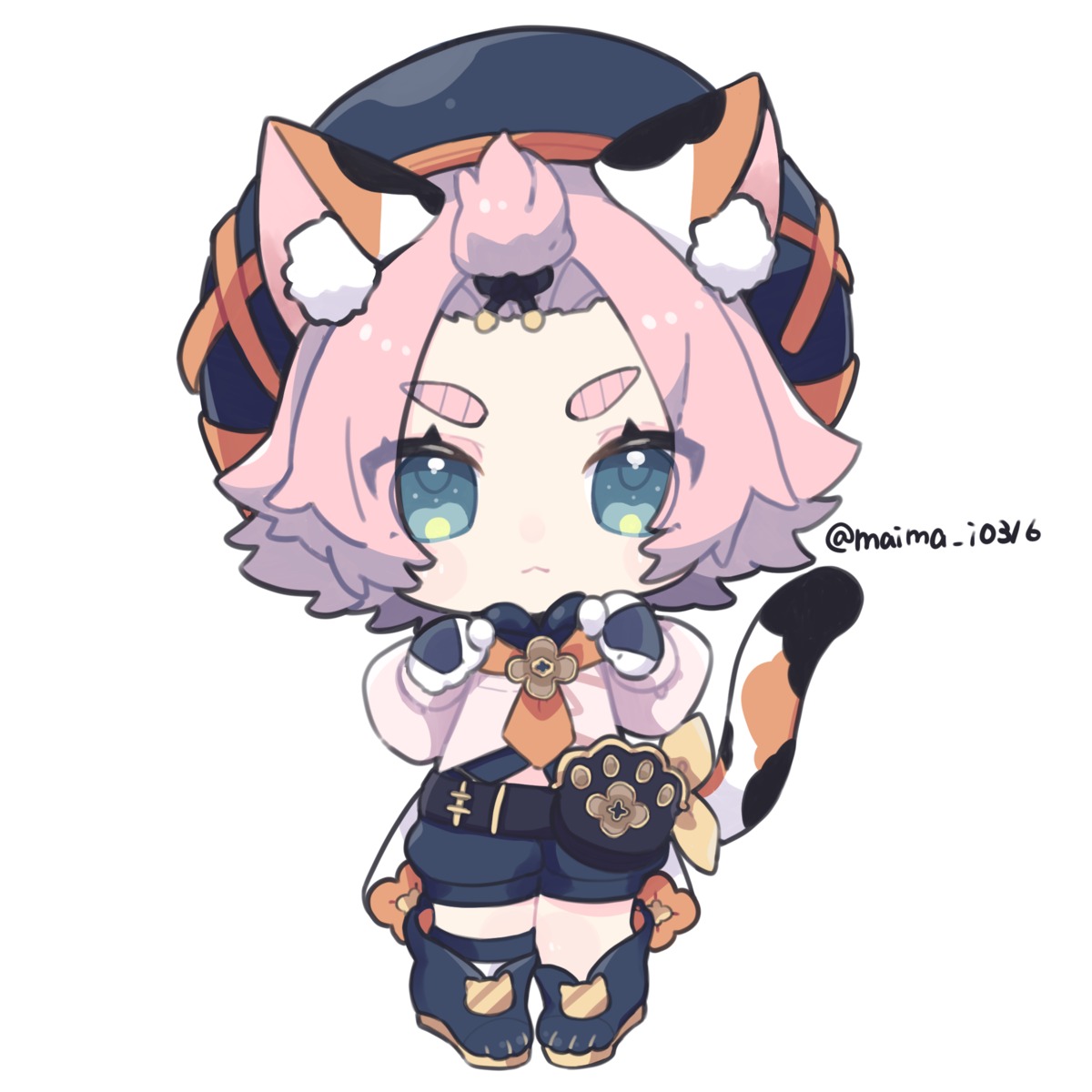 animal_ears chibi diona genshin_impact nekomimi tagme tail