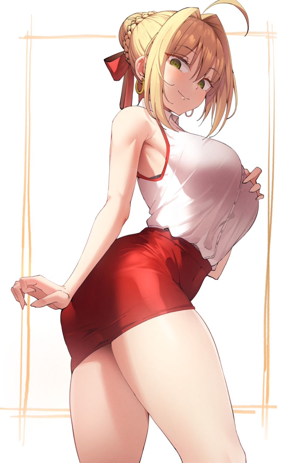 ass breast_hold fate/extra fate/grand_order fate/stay_night k_pring saber_extra